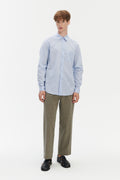 Relaxed Fit Shirt with Fabric Covered Buttons in Soft Italian Cotton