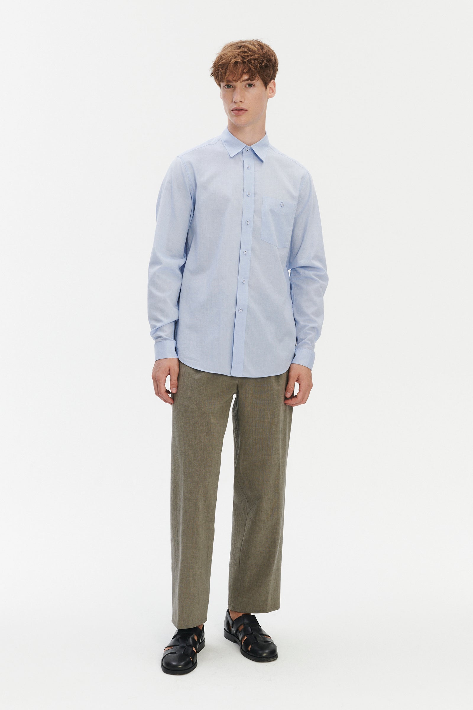 Relaxed Fit Delft Shirt in a Clear Blue Soft Italian Cotton