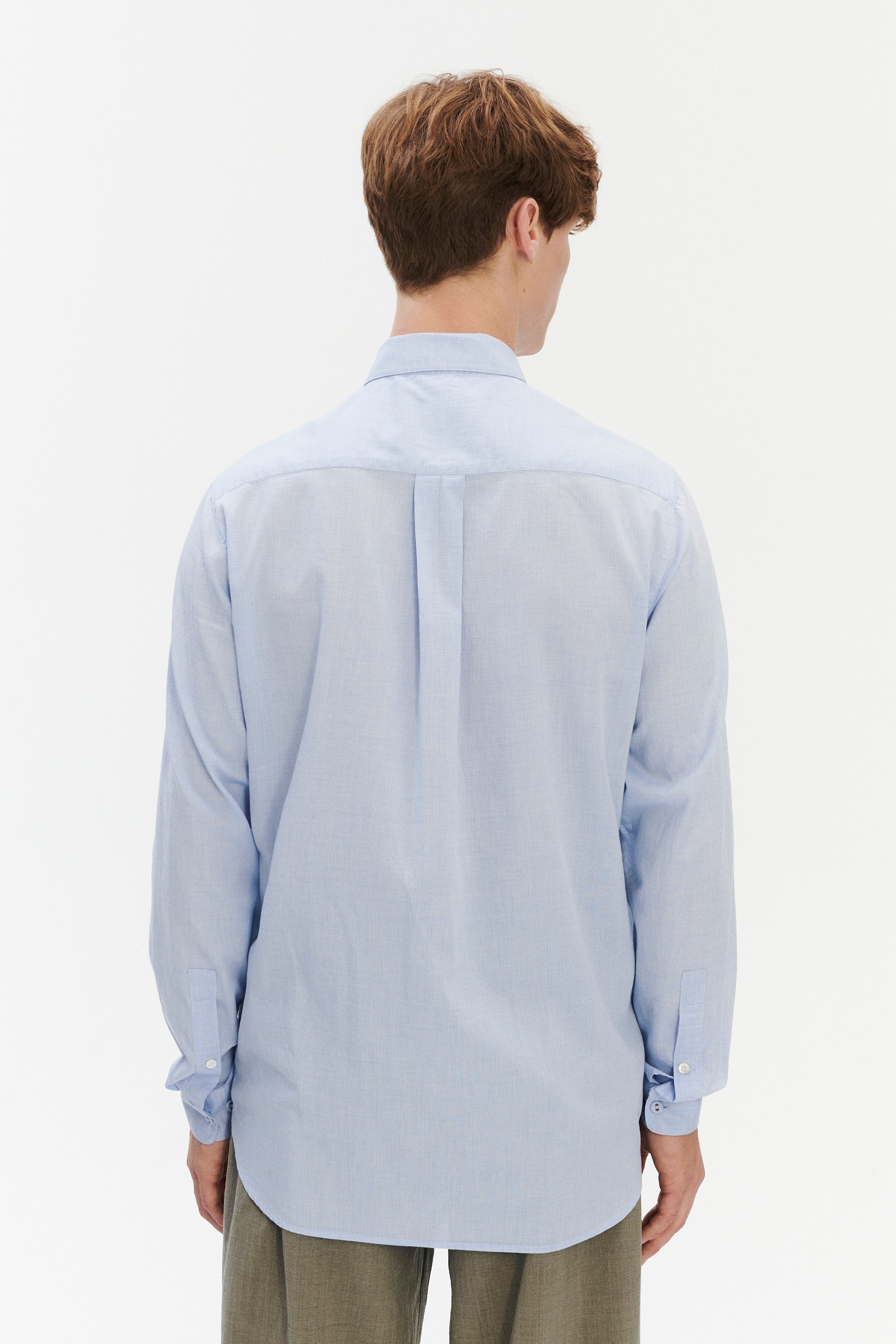 Relaxed Fit Shirt with Fabric Covered Buttons in Soft Italian Cotton