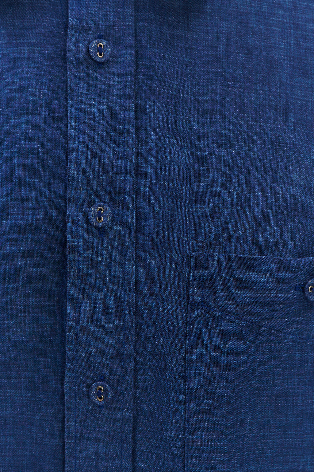 Relaxed Fit Pure Linen Shirt with Fabric Covered Buttons