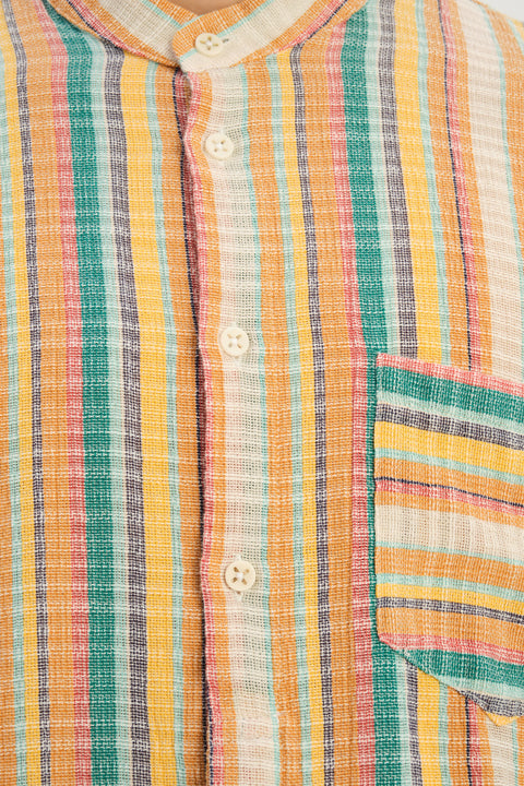 Zen Shirt in a Yellow, Green, and Blue Striped Portuguese Cotton