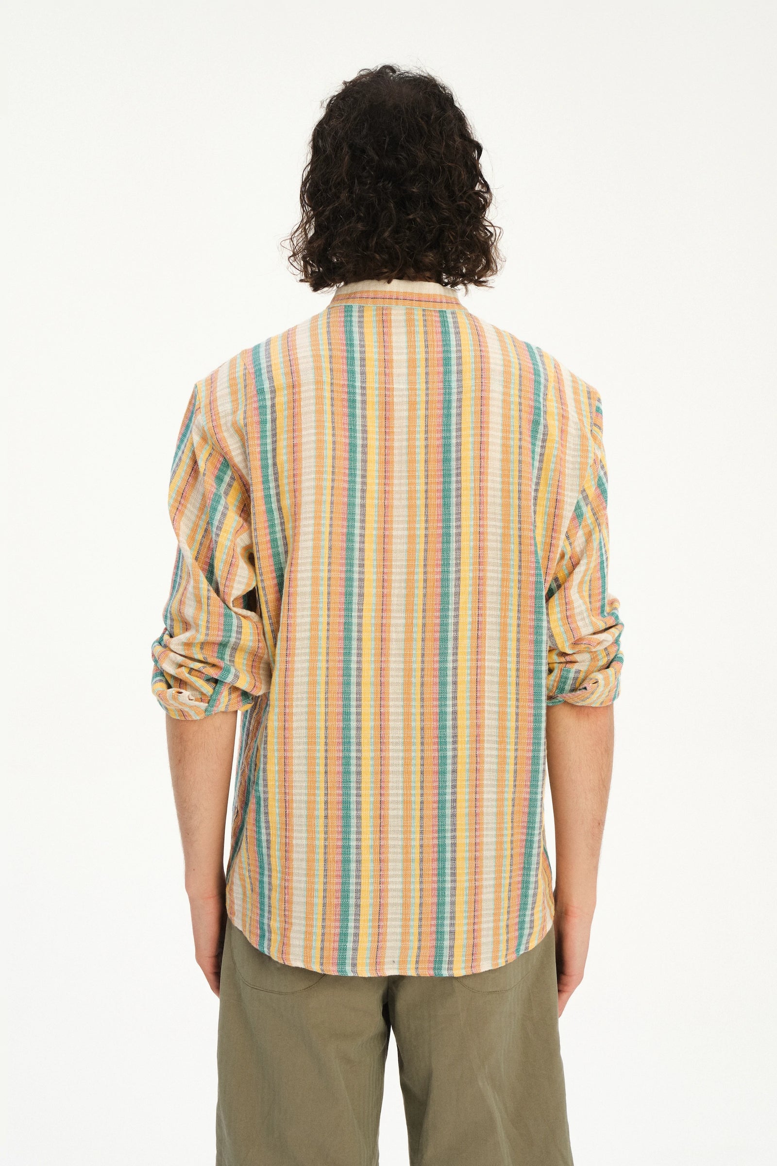 Zen Shirt in a Yellow, Green, and Blue Striped Portuguese Cotton