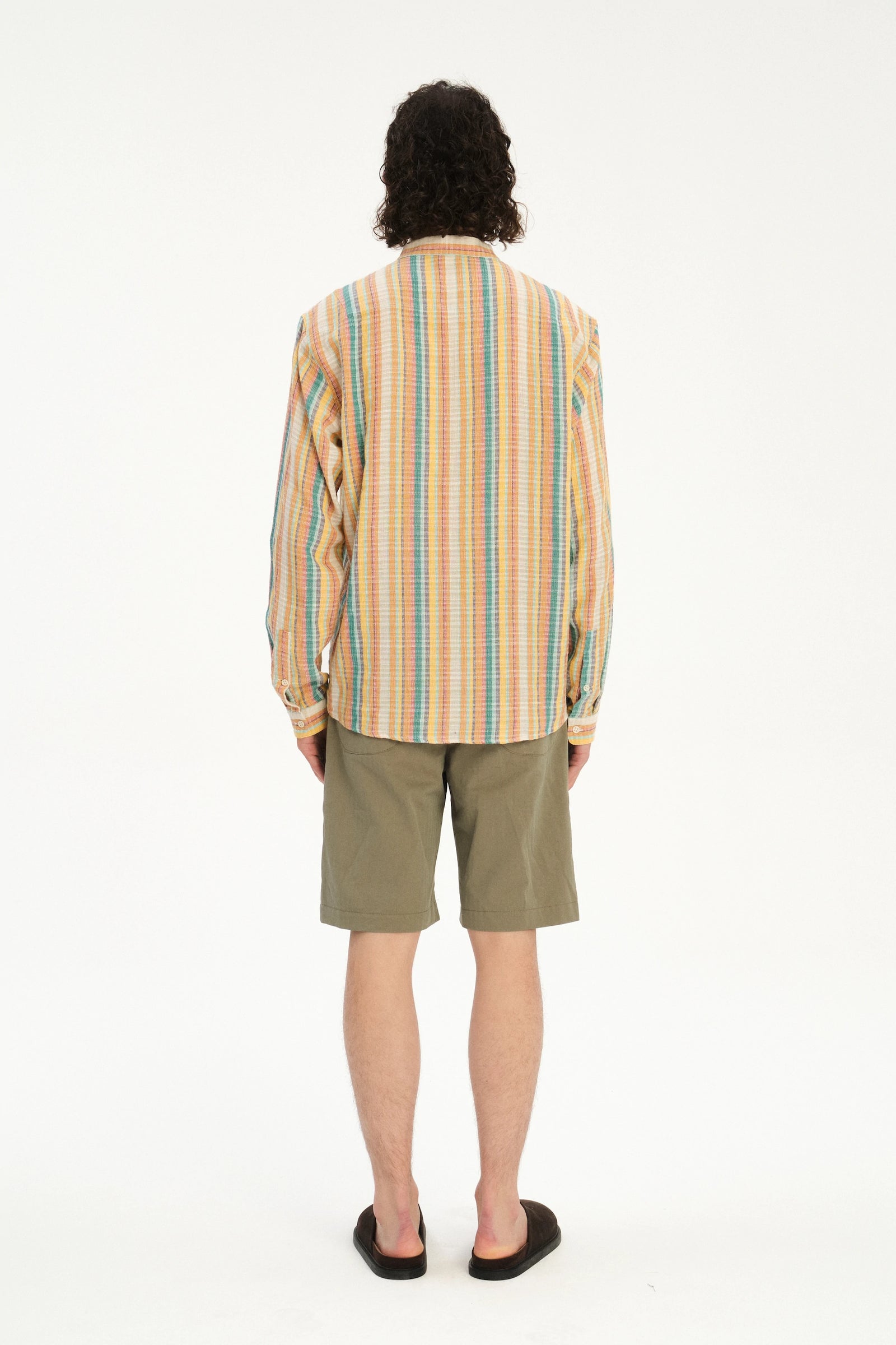 Zen Shirt in a Yellow, Green, and Blue Striped Portuguese Cotton