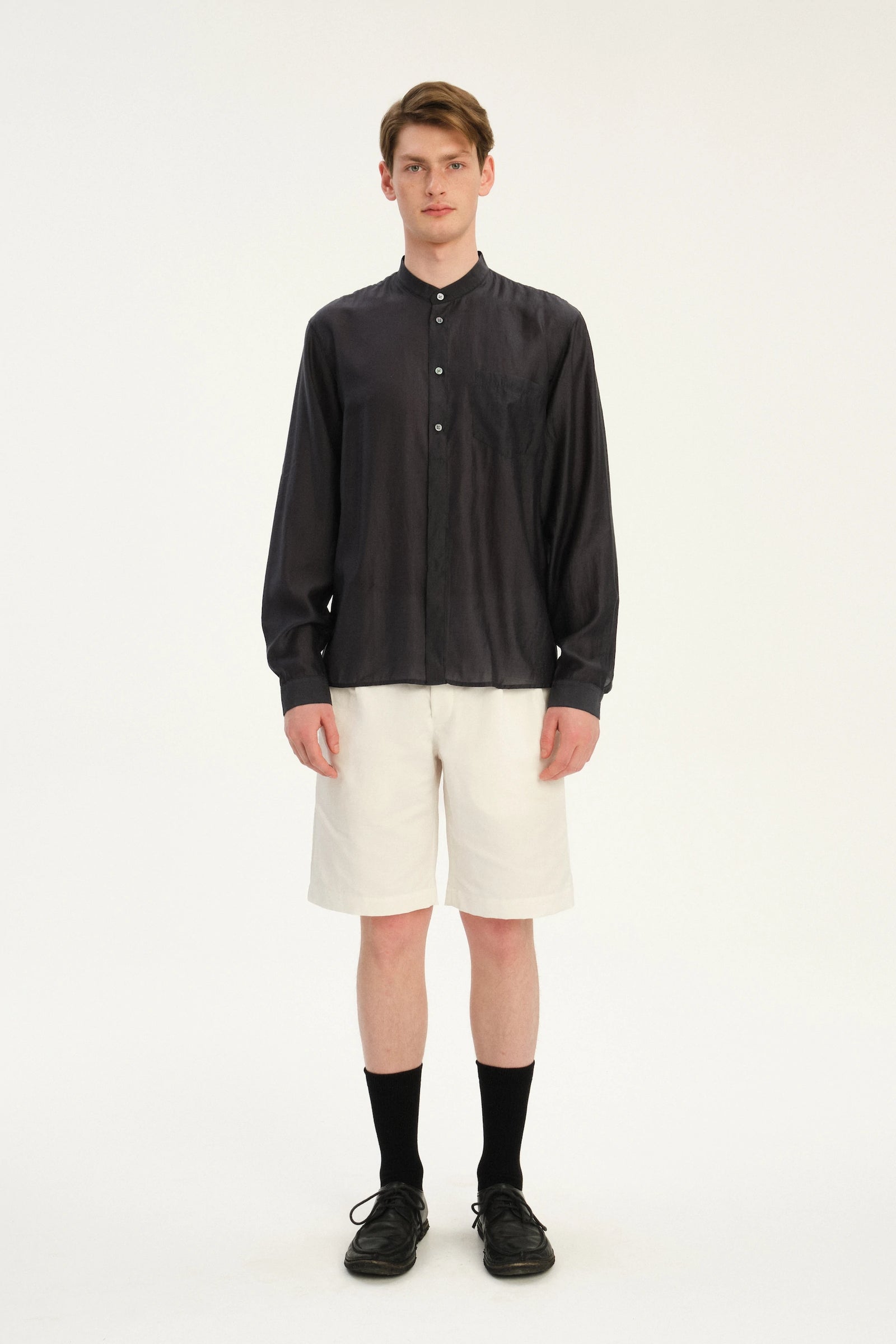 New Zen Shirt in an Anthracite Silky Japanese Lyocell Blend