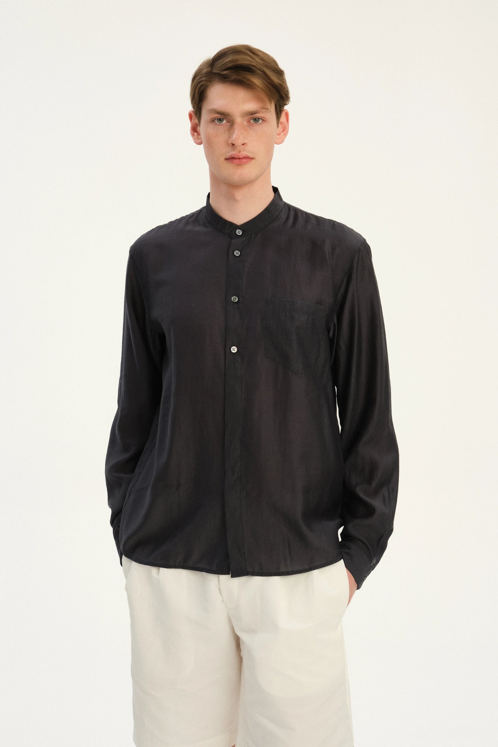 New Zen Shirt in an Anthracite Silky Japanese Lyocell Blend