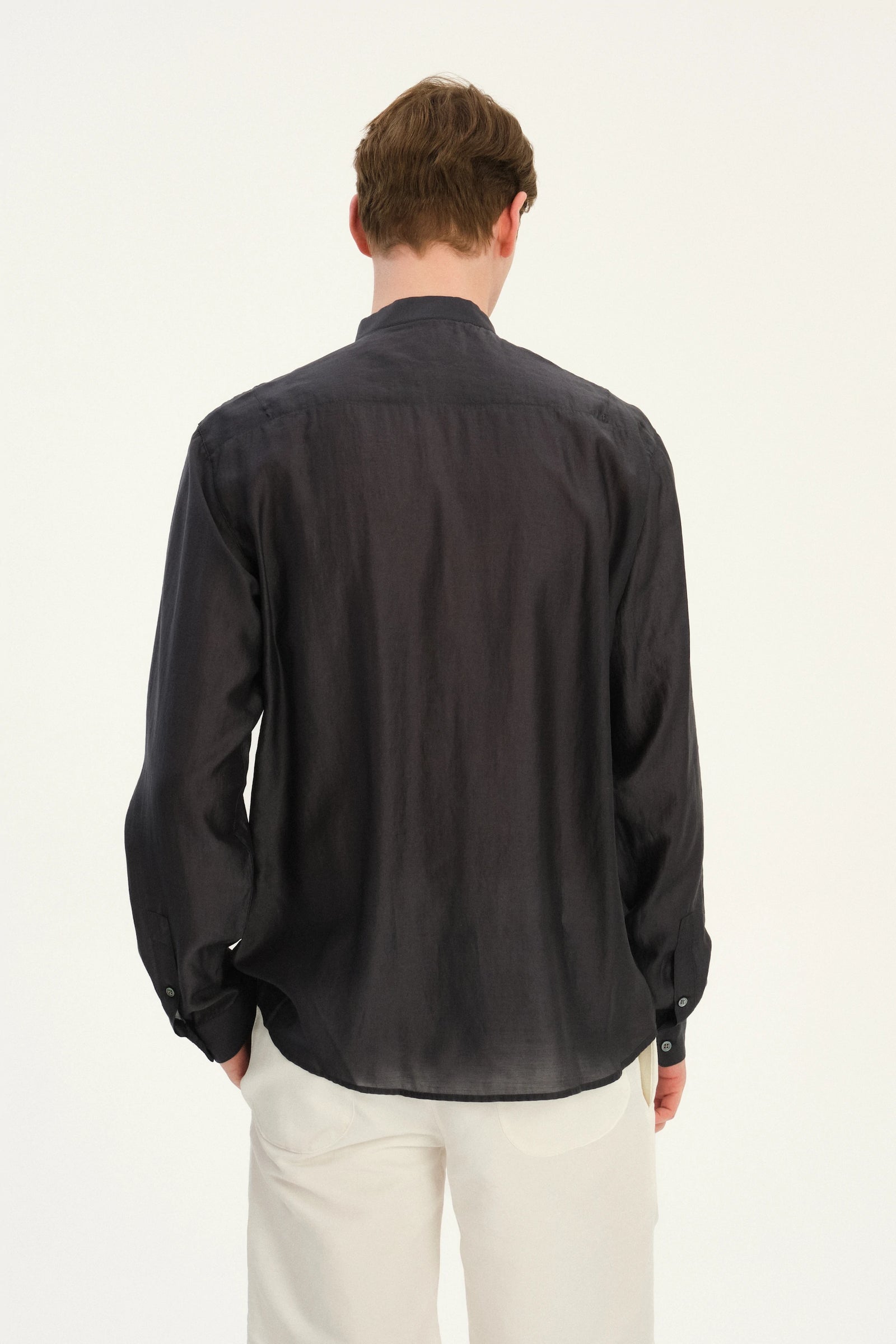 New Zen Shirt in an Anthracite Silky Japanese Lyocell Blend