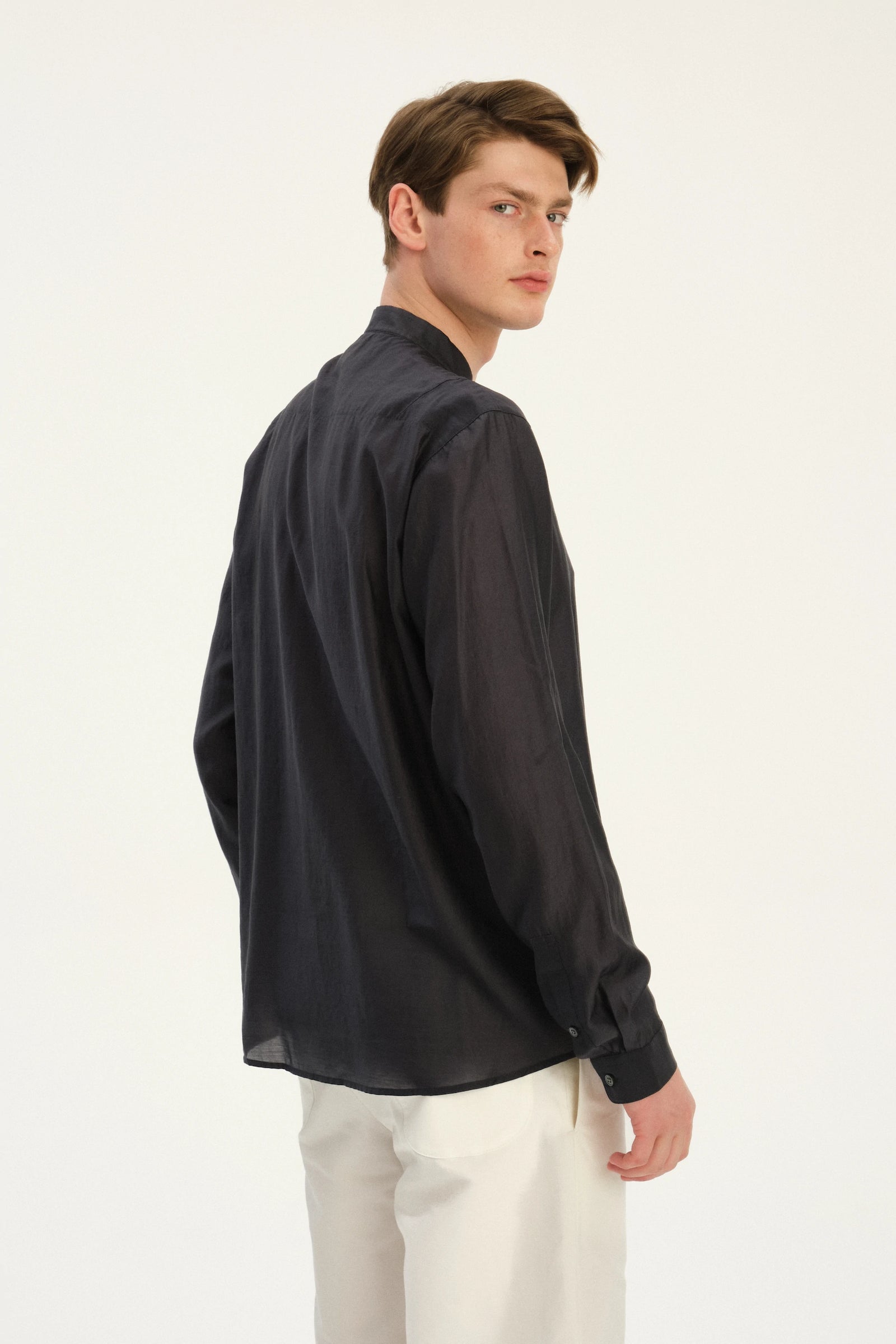 New Zen Shirt in an Anthracite Silky Japanese Lyocell Blend