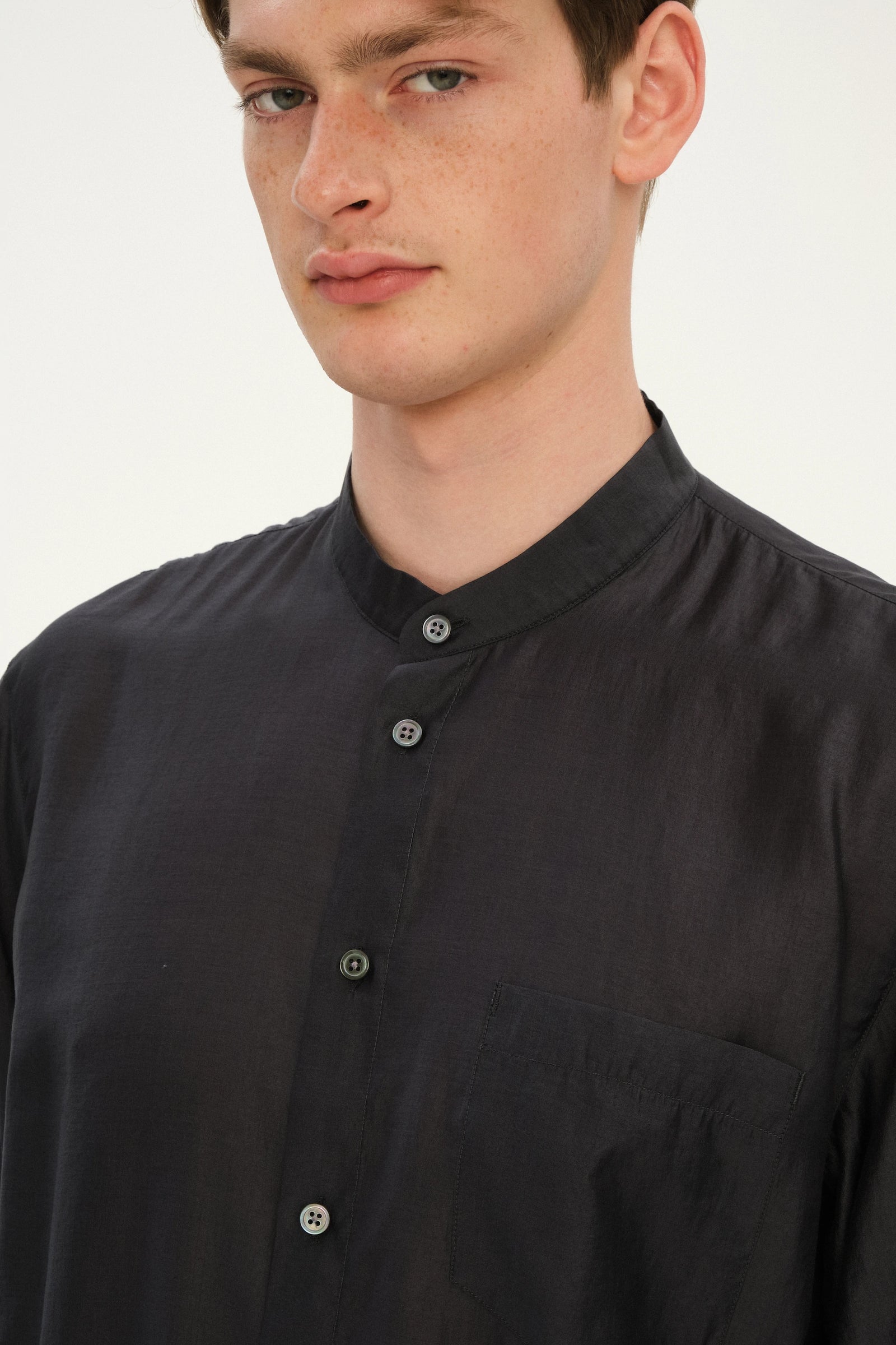 New Zen Shirt in an Anthracite Silky Japanese Lyocell Blend