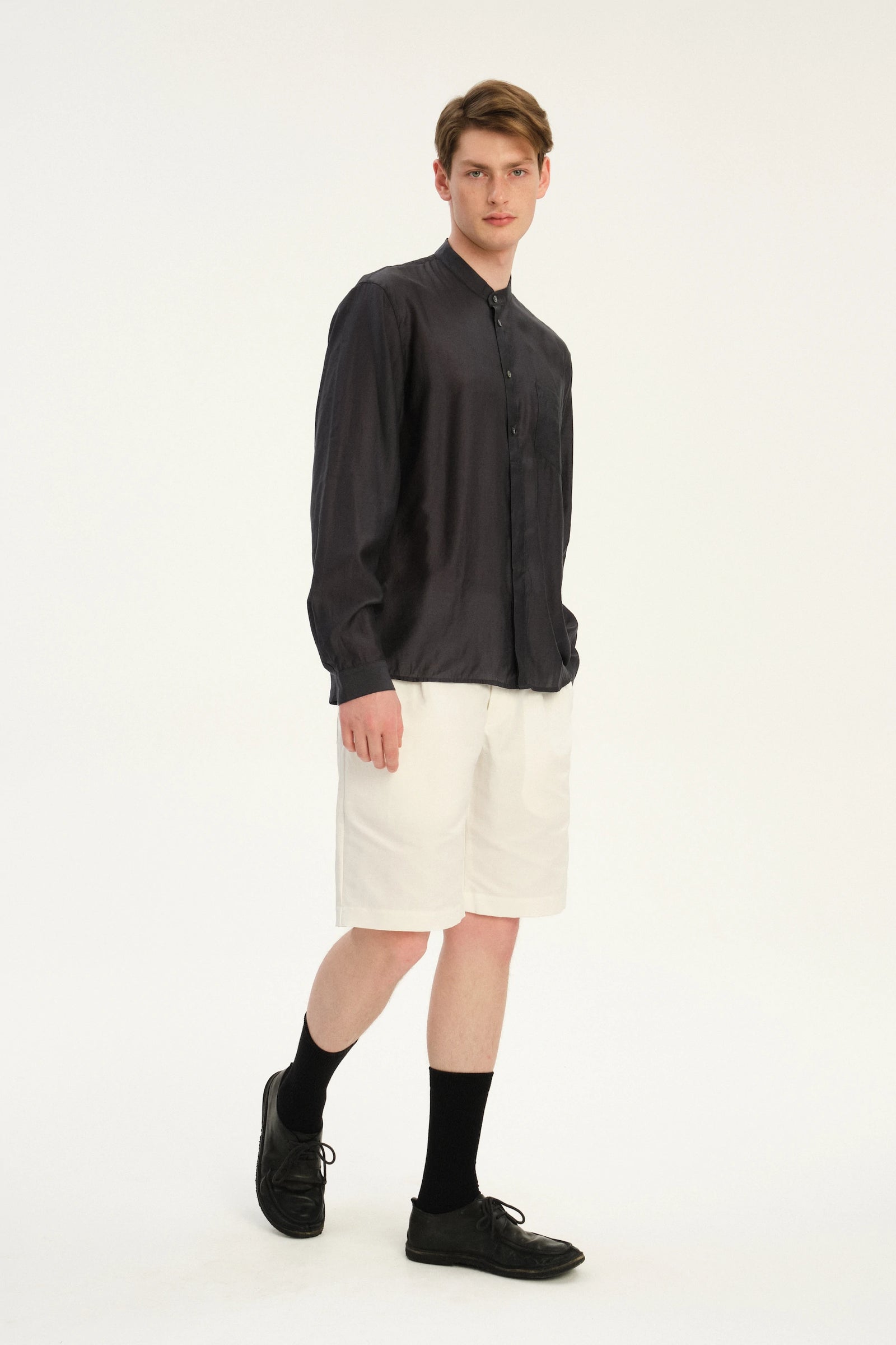New Zen Shirt in an Anthracite Silky Japanese Lyocell Blend