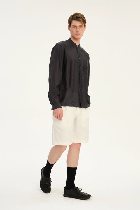 New Zen Shirt in an Anthracite Silky Japanese Lyocell Blend