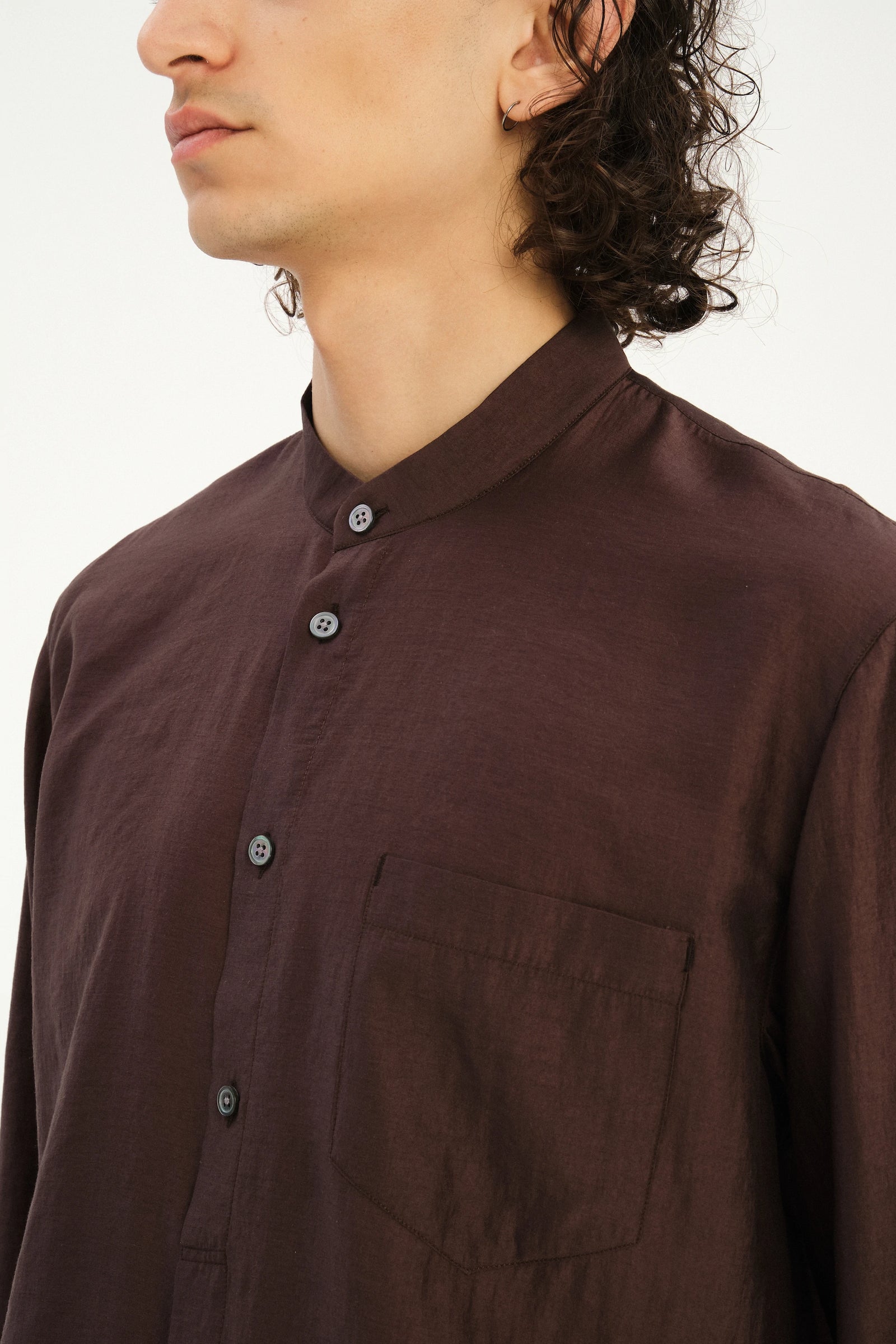 New Zen Shirt in a Coffee Brown Silky Japanese Lyocell Blend