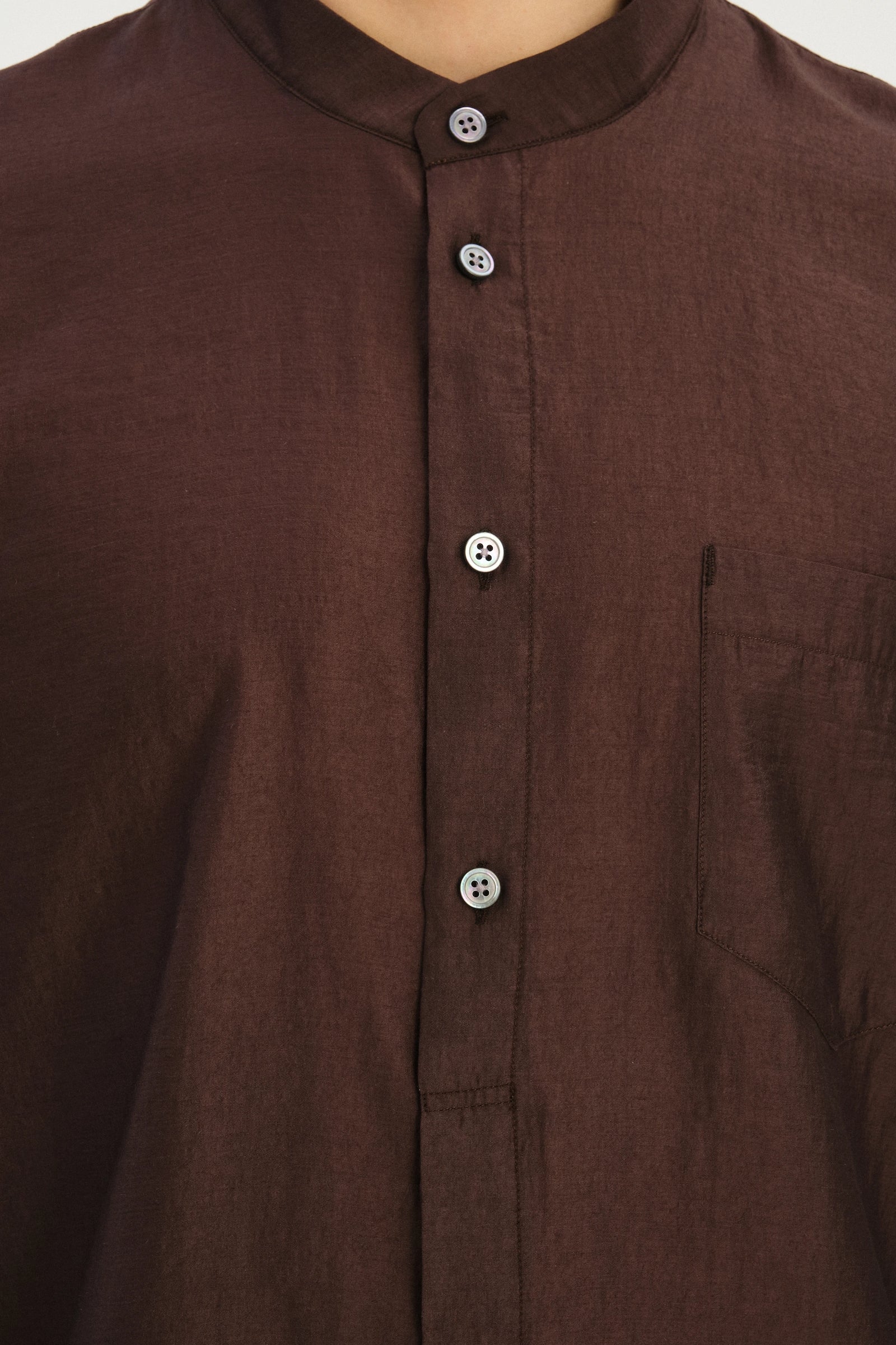 New Zen Shirt in a Coffee Brown Silky Japanese Lyocell Blend