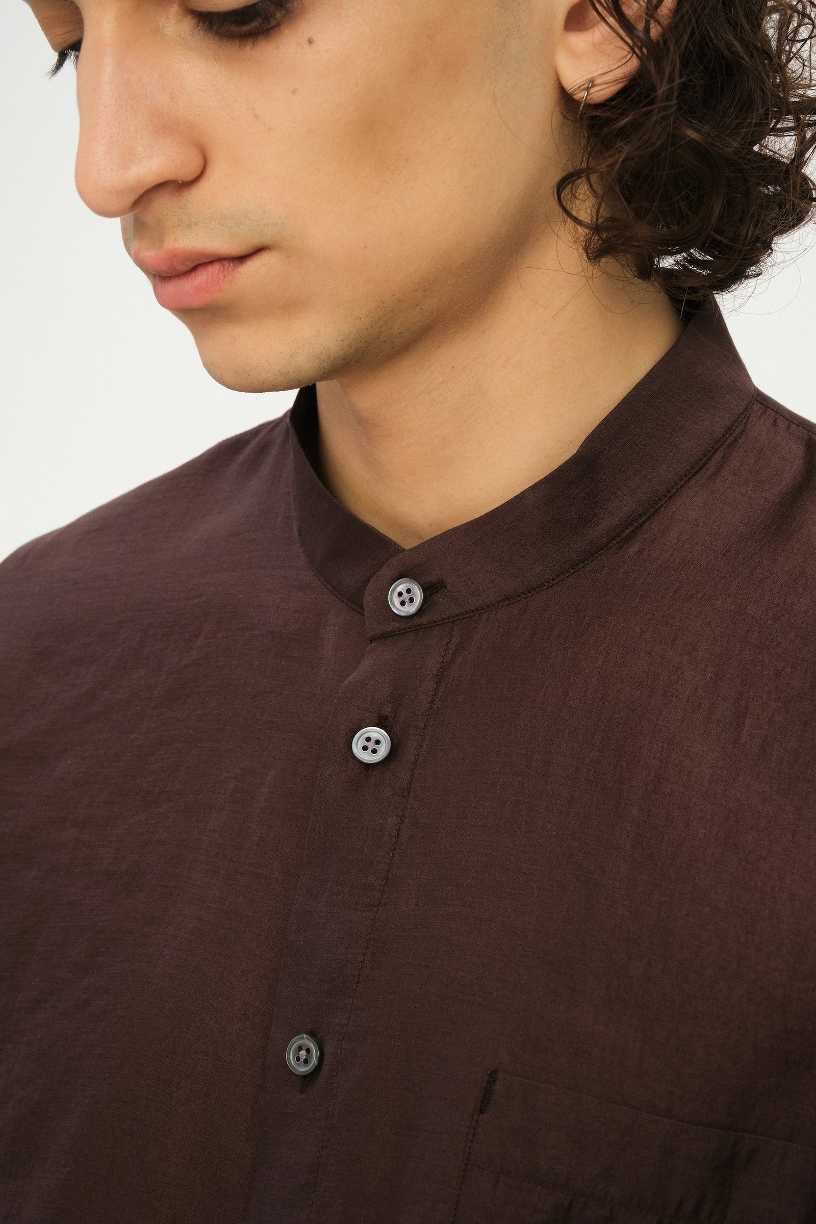 New Zen Shirt in a Coffee Brown Silky Japanese Lyocell Blend