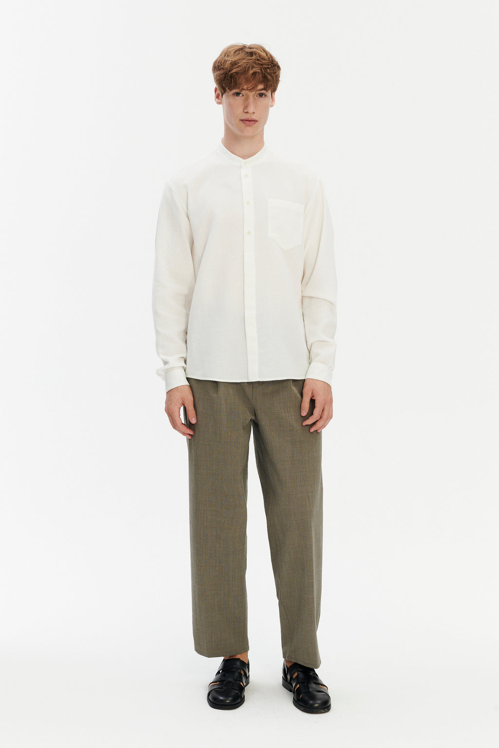 Zen Shirt in Striped Airy and Structural White Cotton
