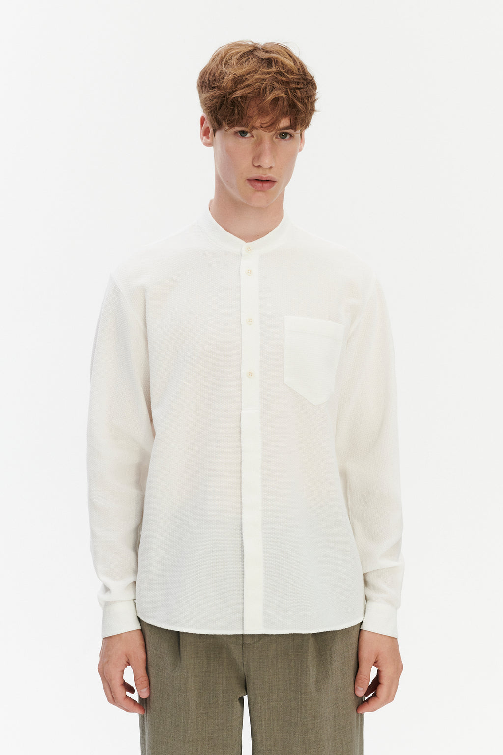Zen Shirt in Striped Airy and Structural White Cotton
