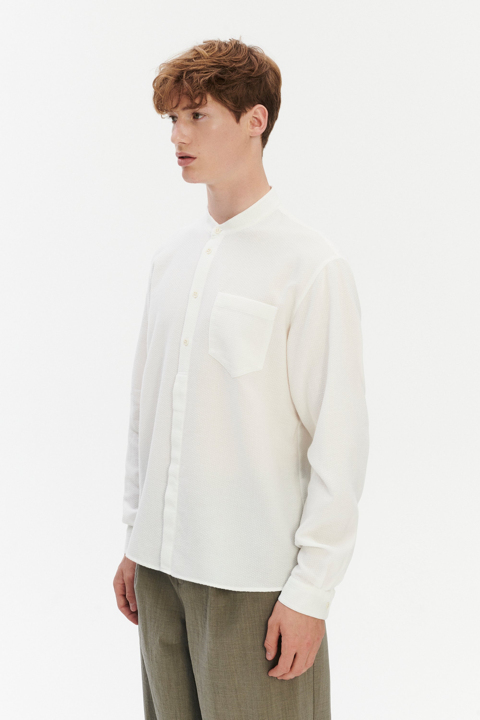 Zen Shirt in Striped Airy and Structural White Cotton