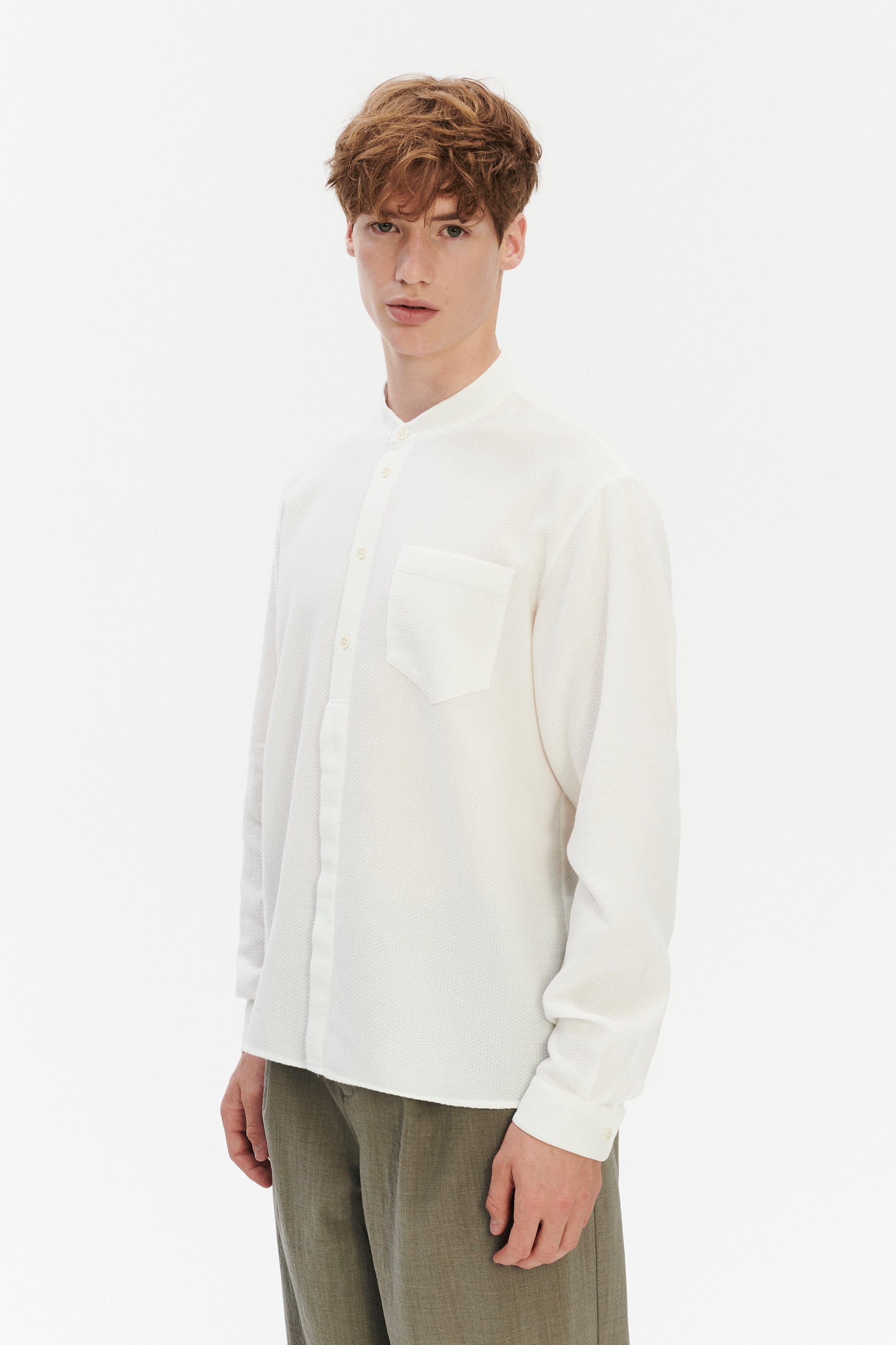 Zen Shirt in Striped Airy and Structural White Cotton