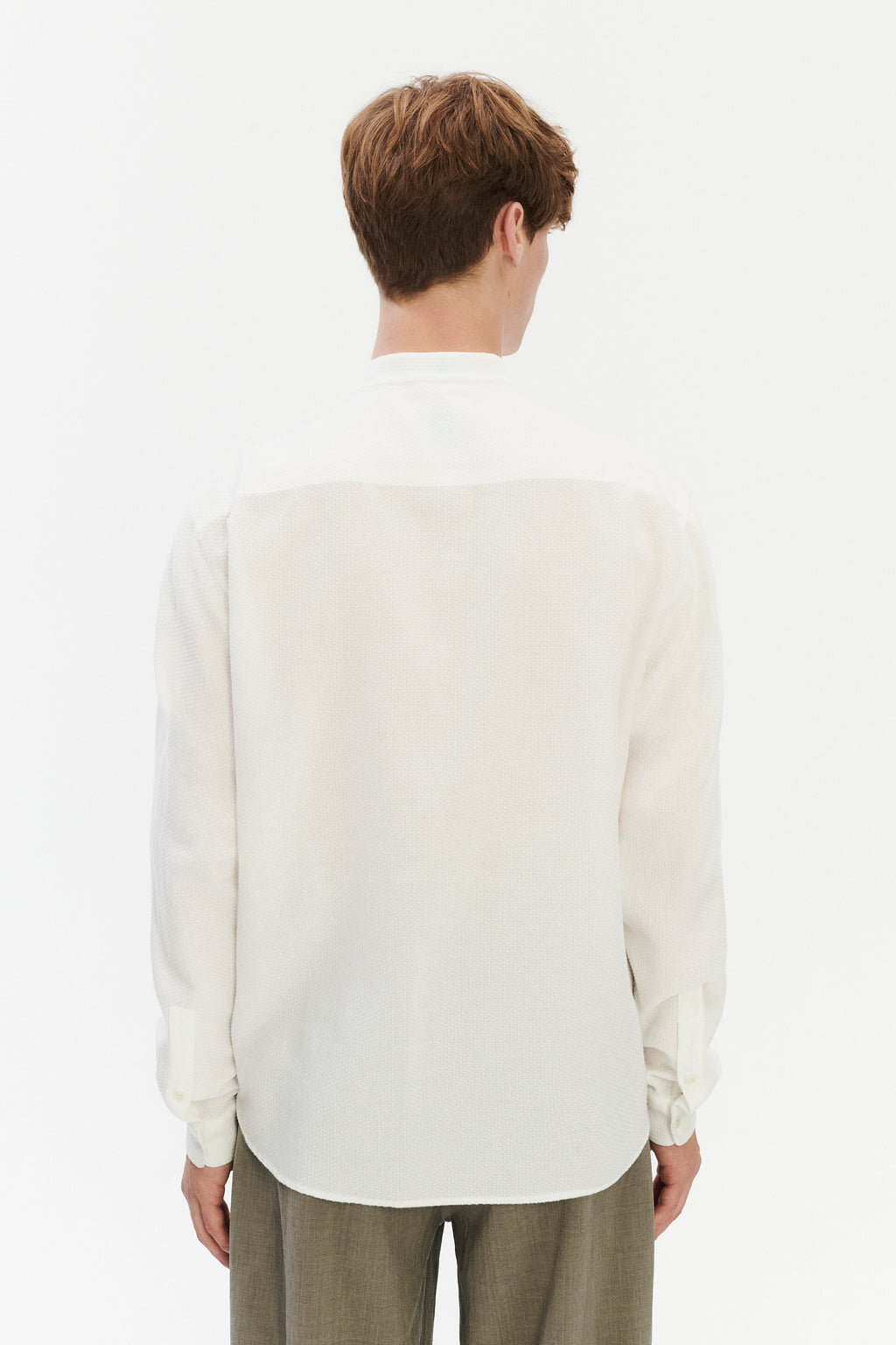 Zen Shirt in Striped Airy and Structural White Cotton