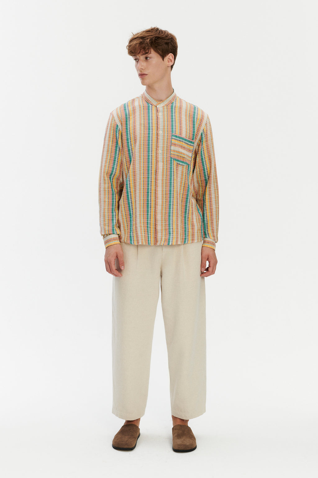 Zen Shirt in Striped Airy and Structural Cotton