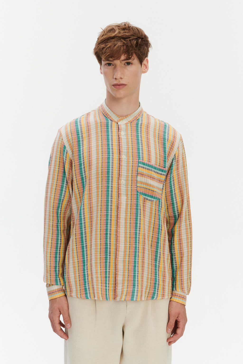 Zen Shirt in Striped Airy and Structural Cotton