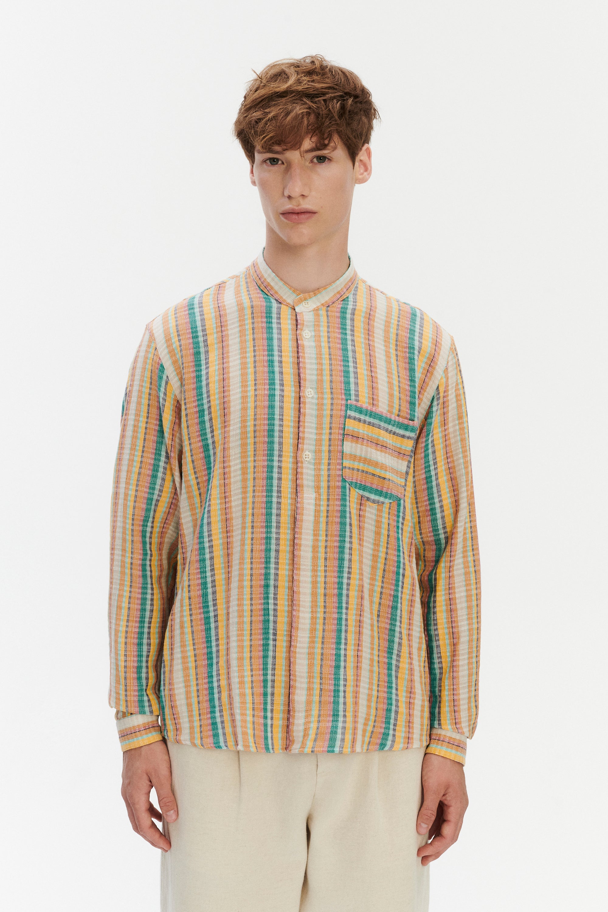 Zen Shirt in Striped Airy and Structural Cotton