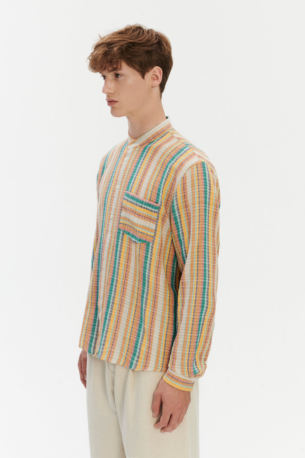 Zen Shirt in Striped Airy and Structural Cotton