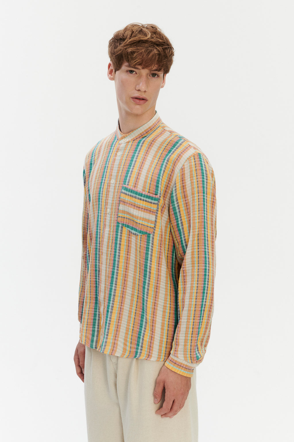Zen Shirt in Striped Airy and Structural Cotton