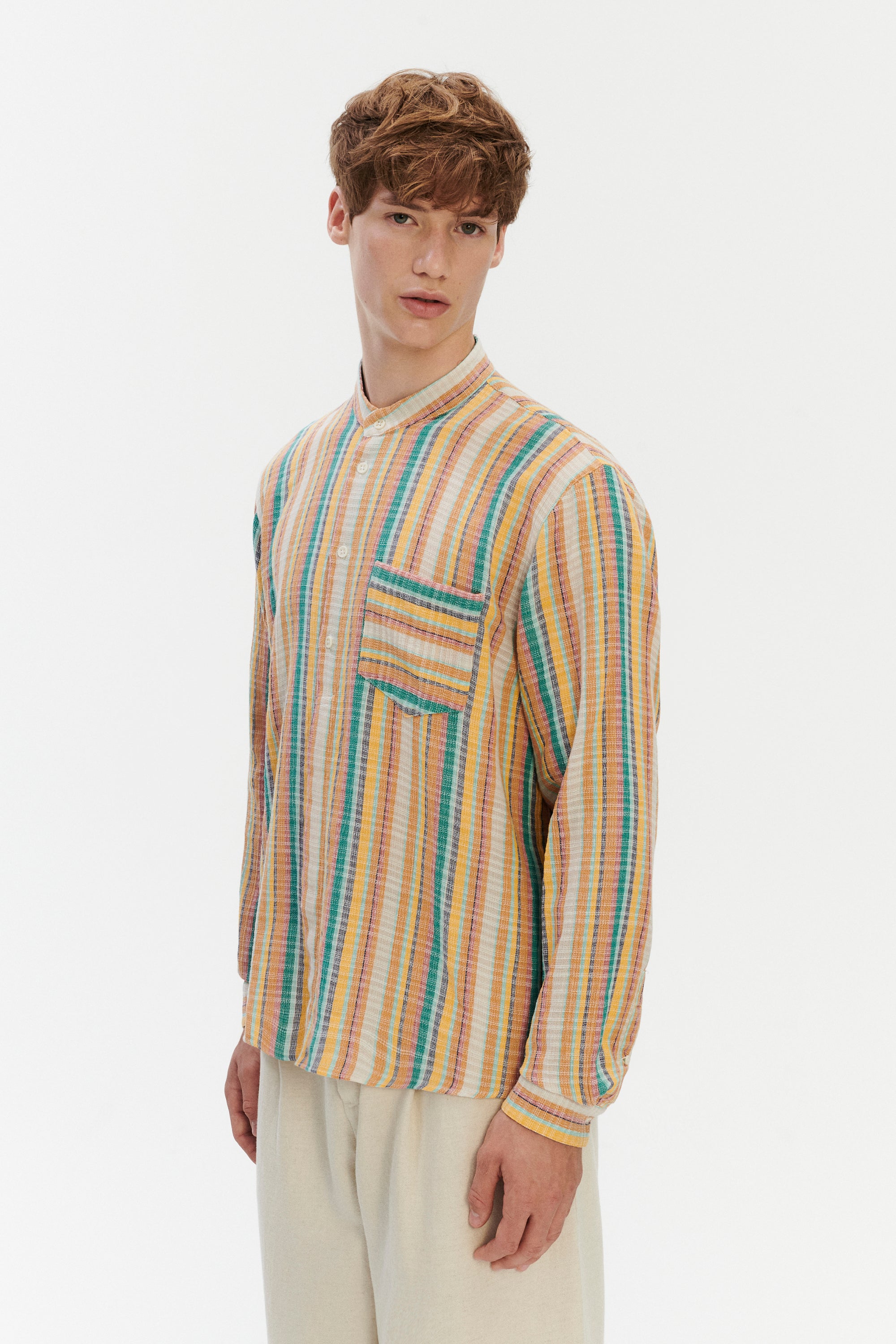 Zen Shirt in Striped Airy and Structural Cotton