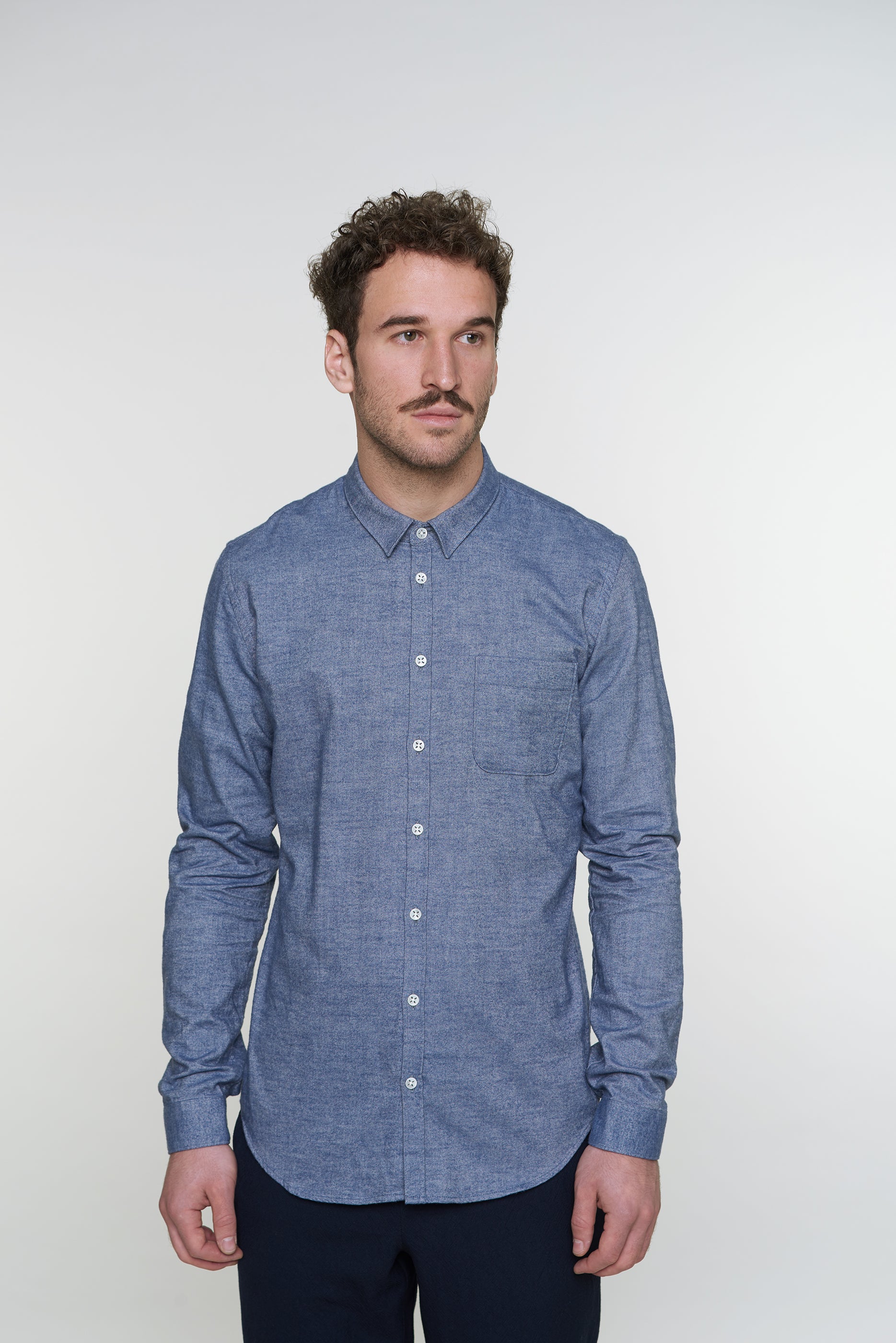 Proper Shirt in Blue Brushed Soft Portuguese Flannel