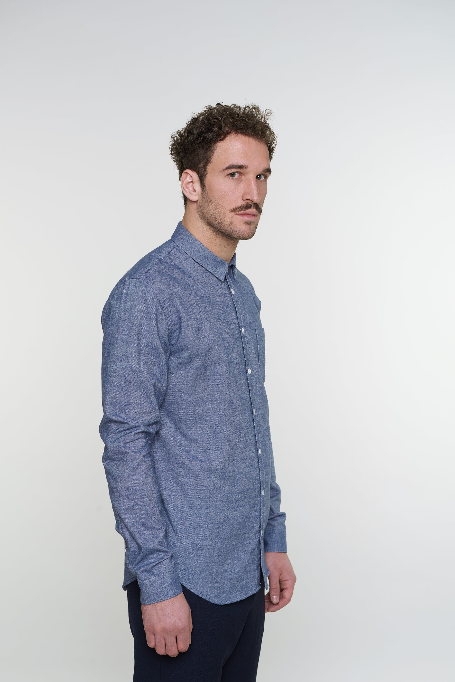 Proper Shirt in Blue Brushed Soft Portuguese Flannel