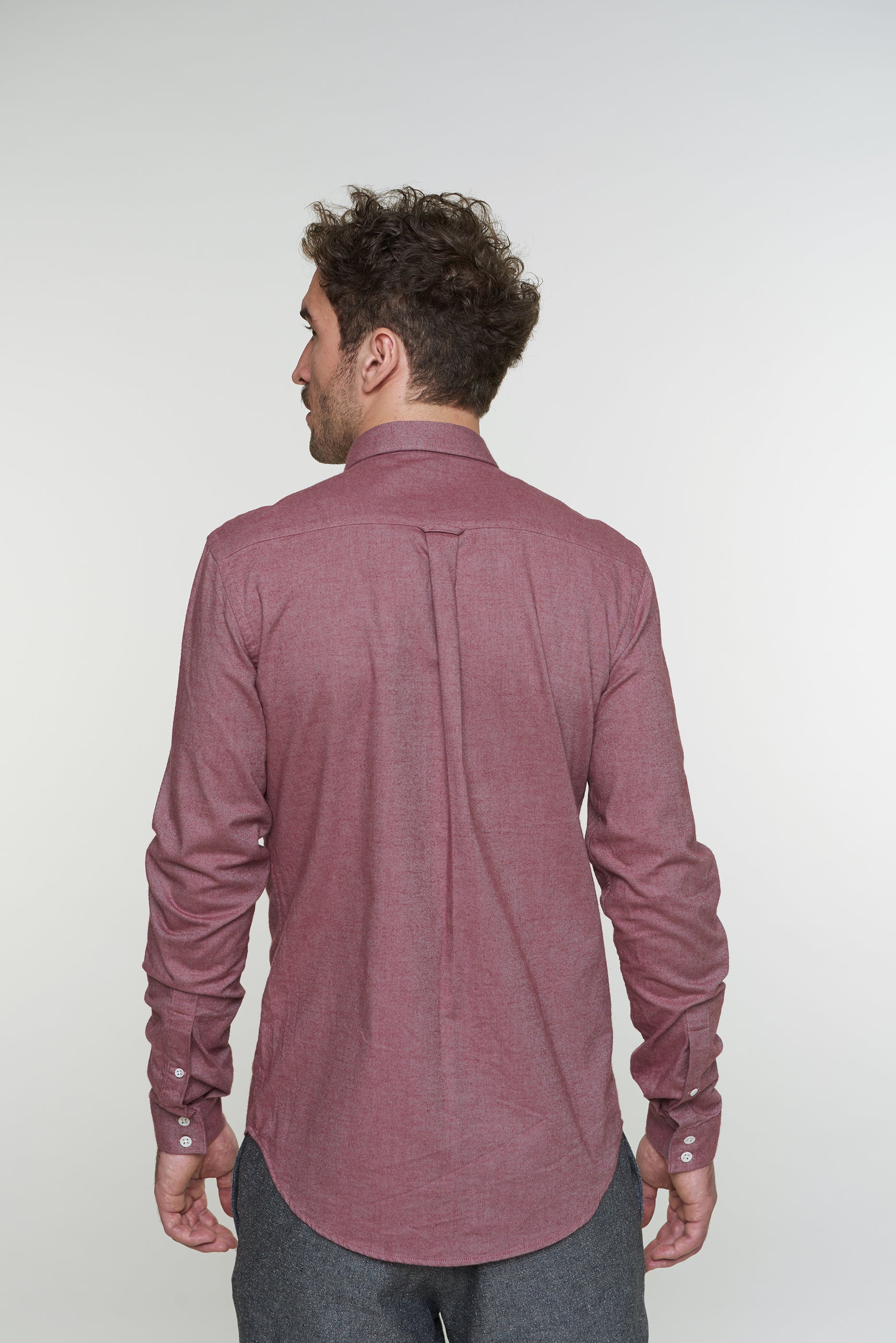 Proper Shirt in Wine Red Brushed Soft Cotton Portuguese Flannel