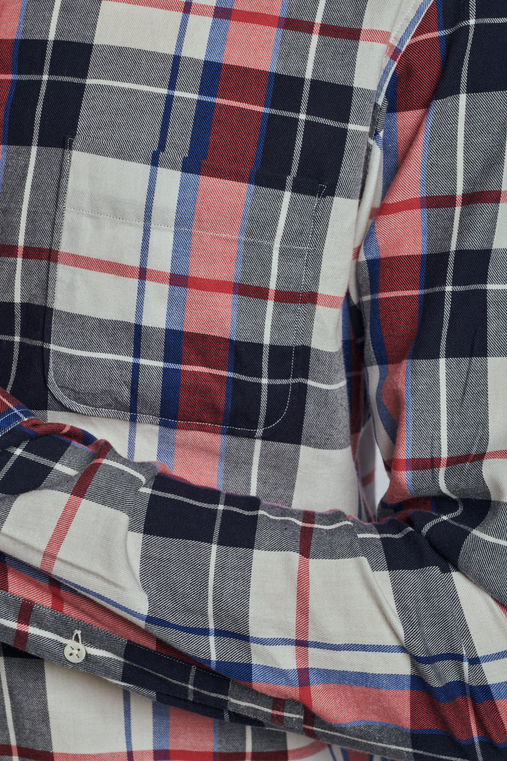 Proper Shirt in a Red, Black, Dark Blue and White Chequered Japanese Cotton Flannel