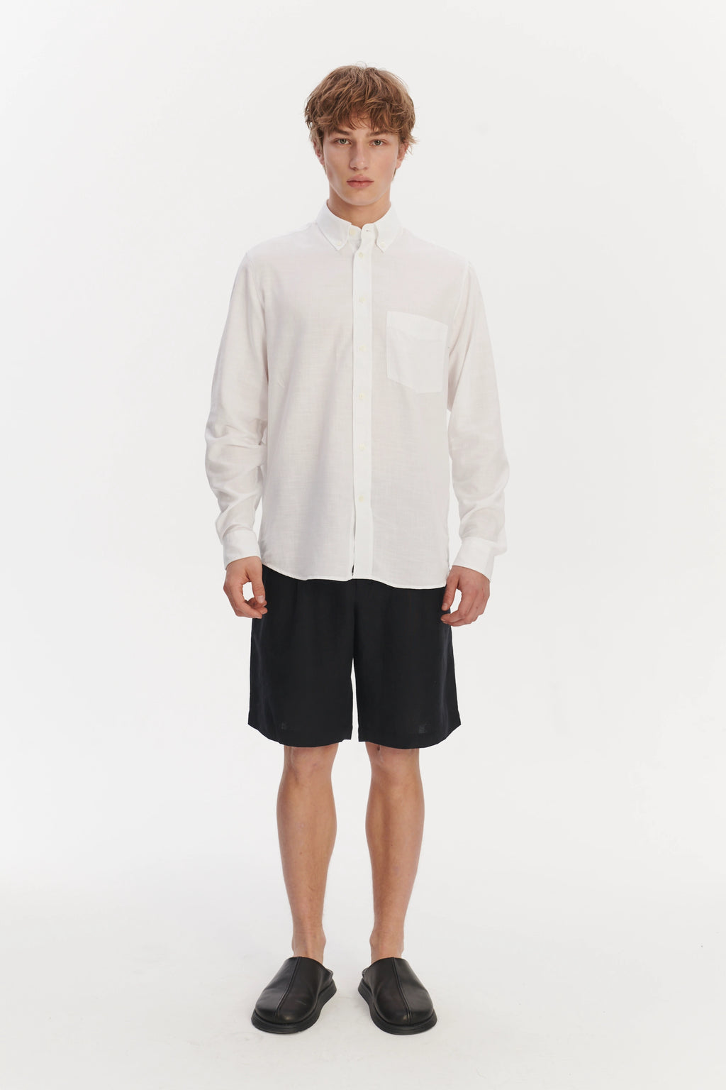 Button Down Shirt in an Airy White Organic Italian Cotton