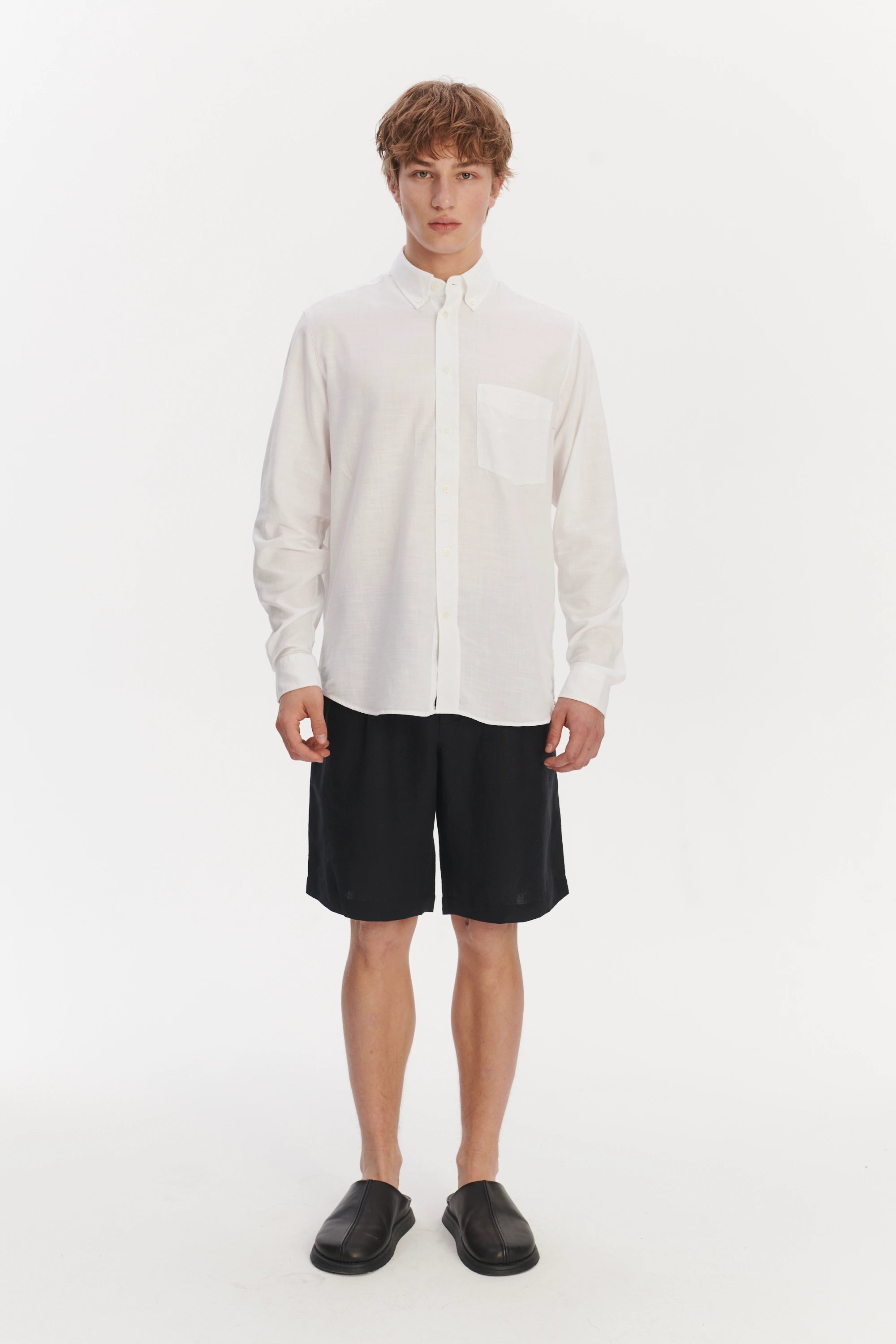 Button Down Shirt in an Airy White Organic Italian Cotton