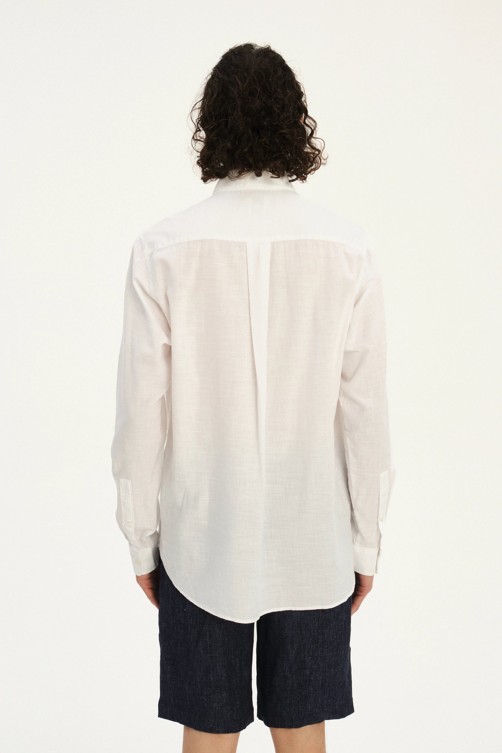 Button Down Shirt in an Airy White Organic Italian Cotton
