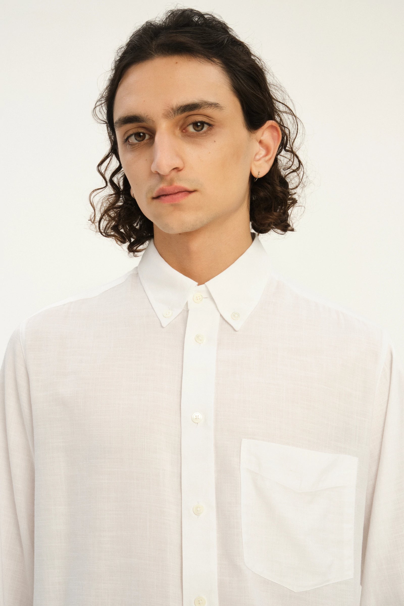 Button Down Shirt in an Airy White Organic Italian Cotton
