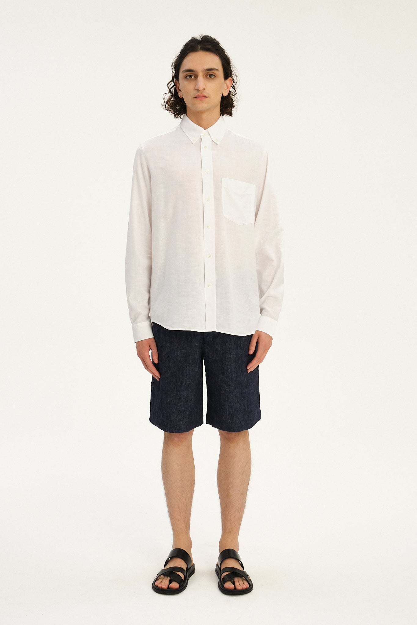 Button Down Shirt in an Airy White Organic Italian Cotton