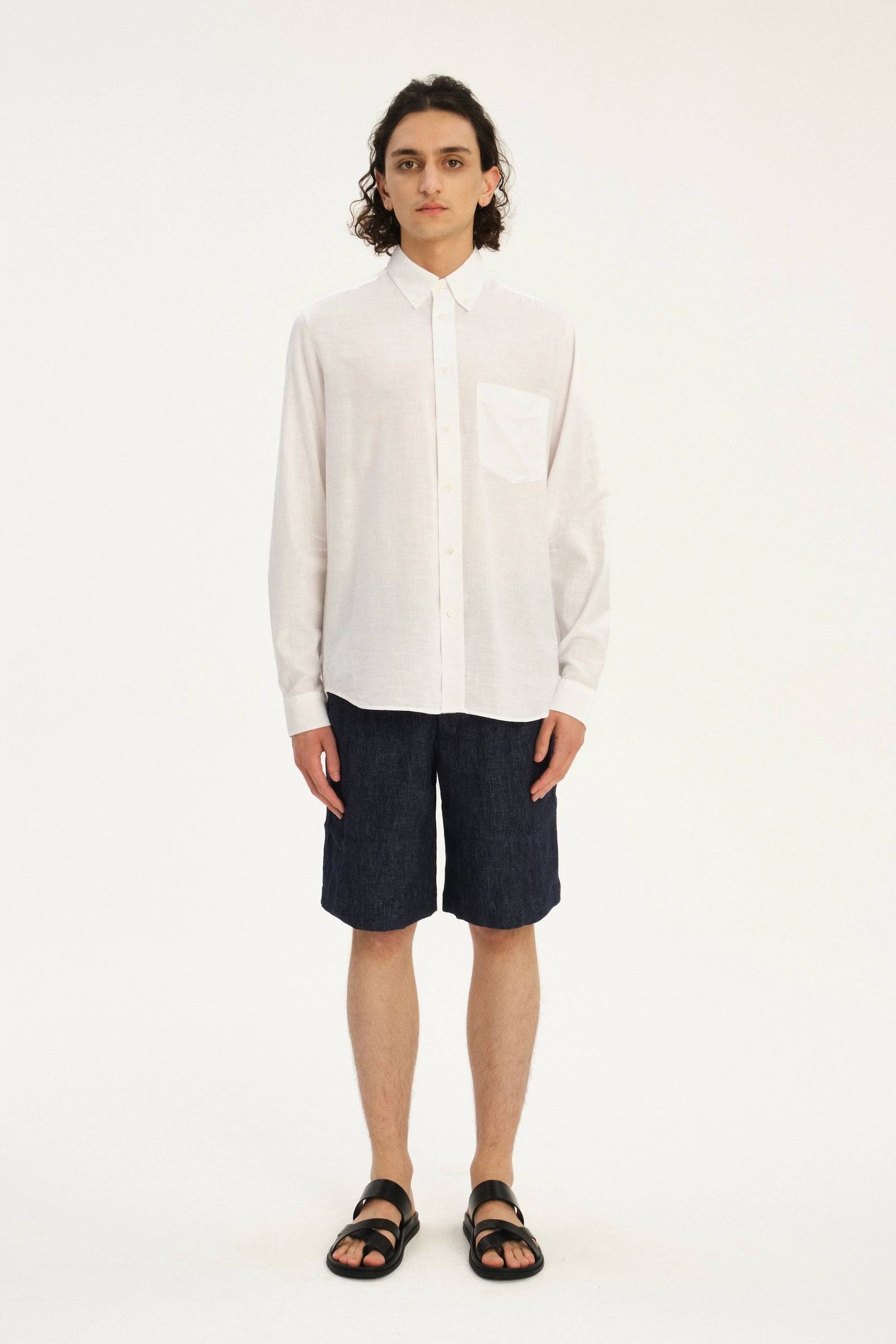 Button Down Shirt in an Airy White Organic Italian Cotton