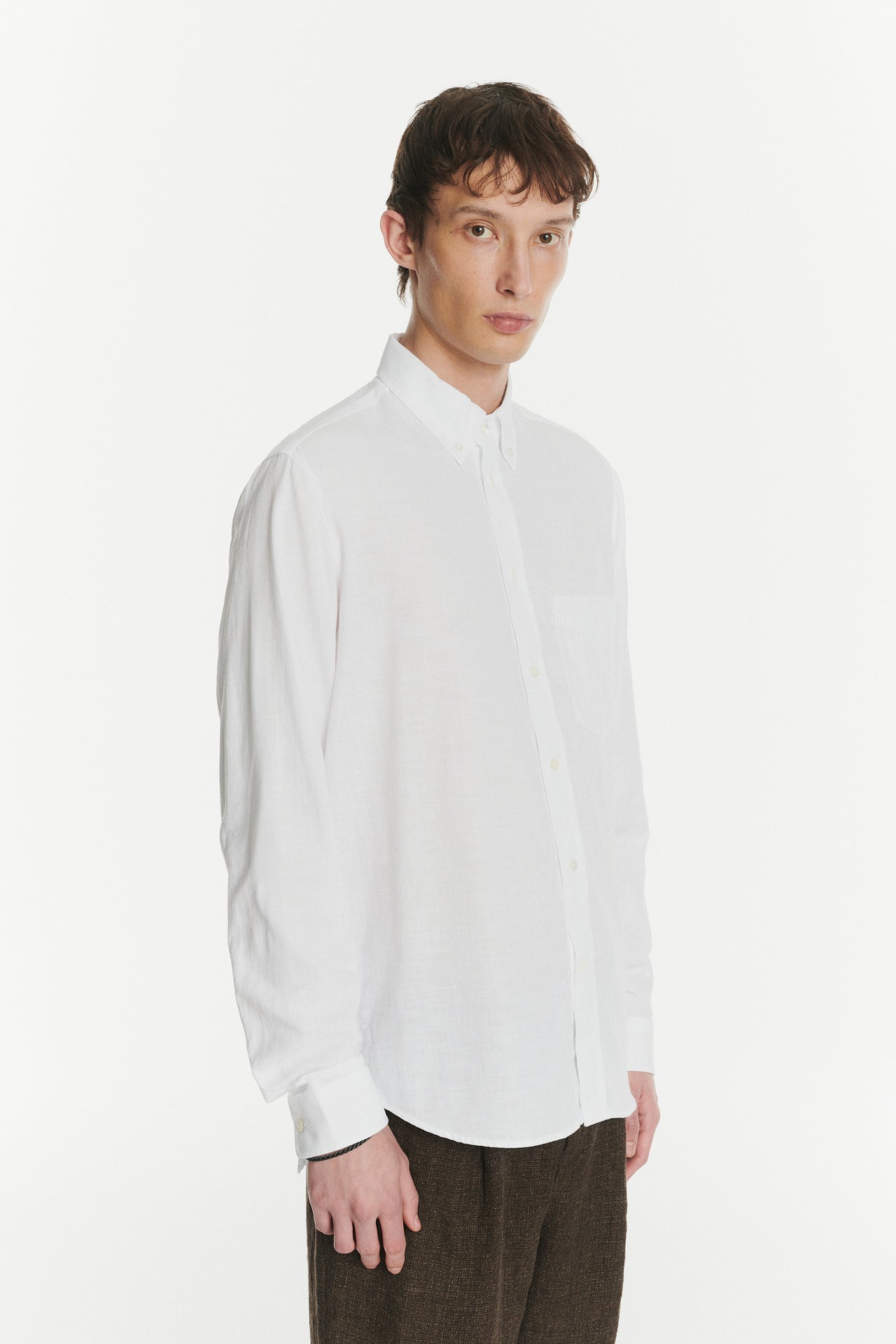 Button Down Shirt in an Airy White Organic Italian Cotton