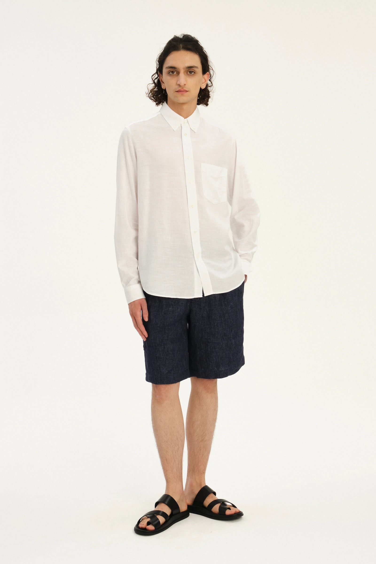 Button Down Shirt in an Airy White Organic Italian Cotton