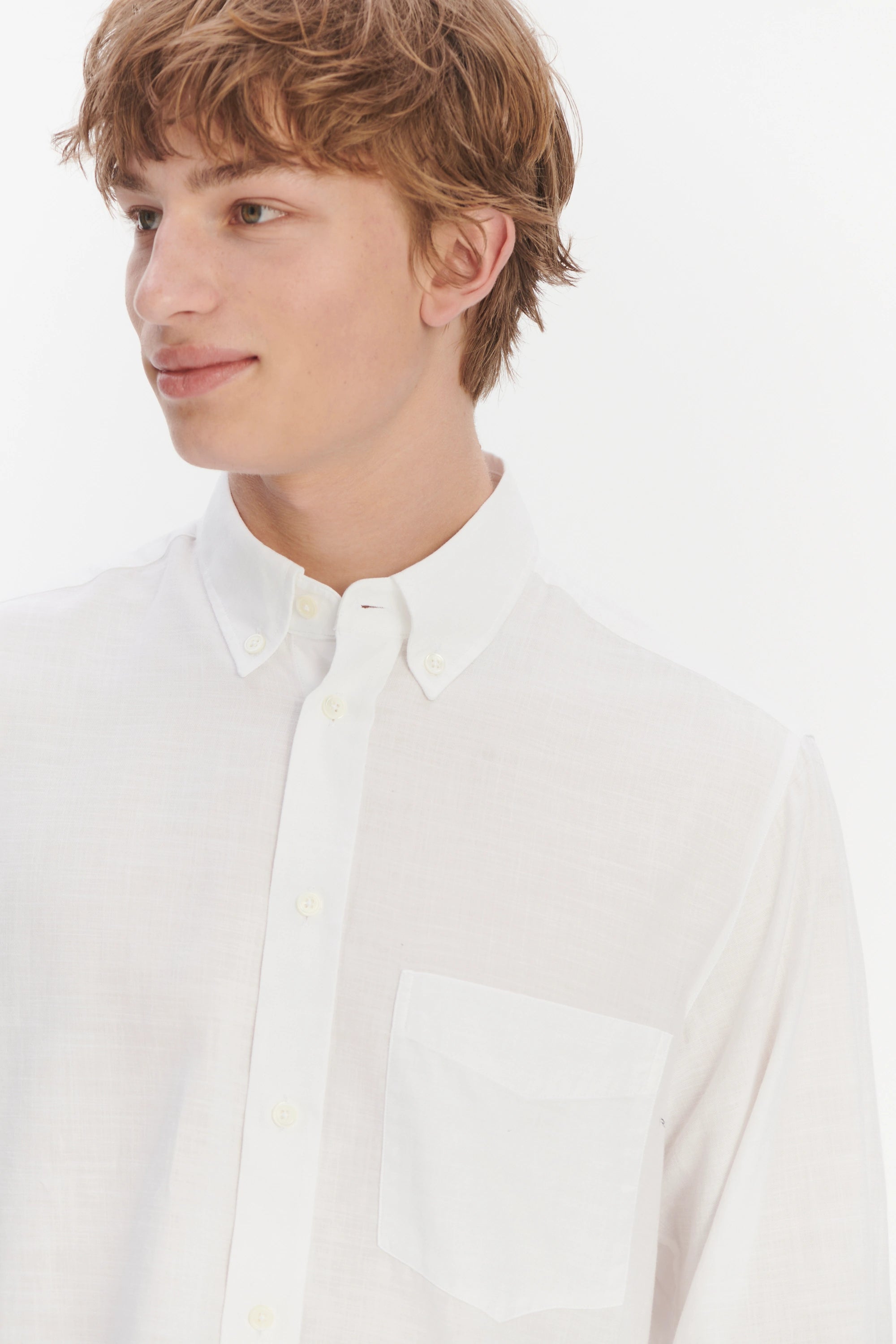 Button Down Shirt in an Airy White Organic Italian Cotton