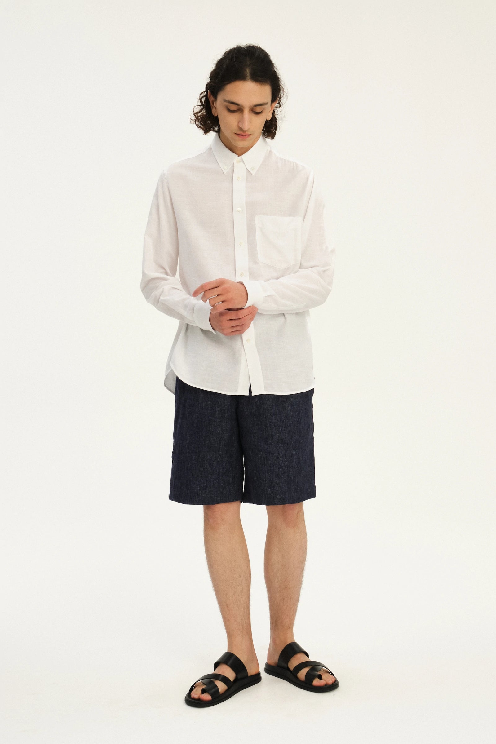 Button Down Shirt in an Airy White Organic Italian Cotton