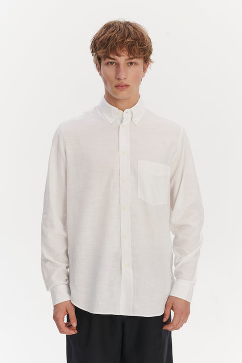 Button Down Shirt in an Airy White Organic Italian Cotton