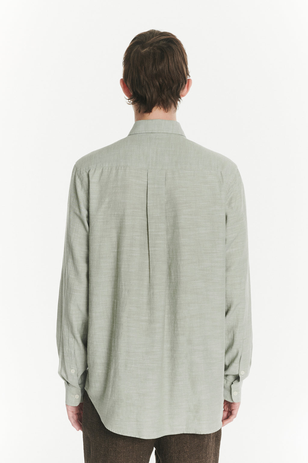 Button Down Shirt in an Airy Olive Green Italian Recycled Cotton