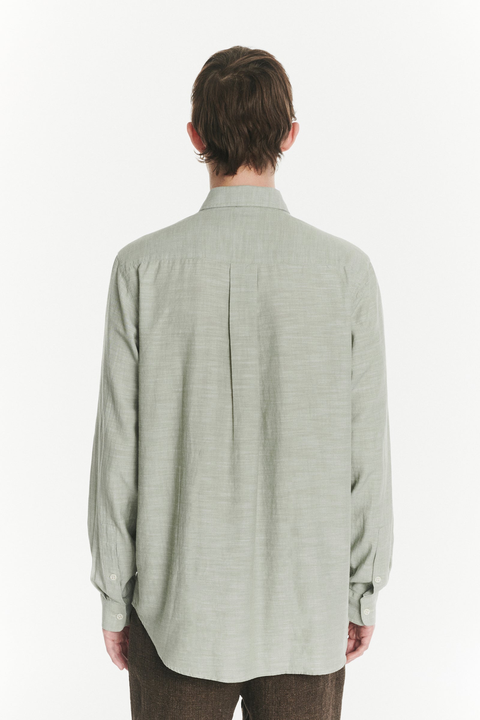 Button Down Shirt in an Airy Olive Green Italian Recycled Cotton