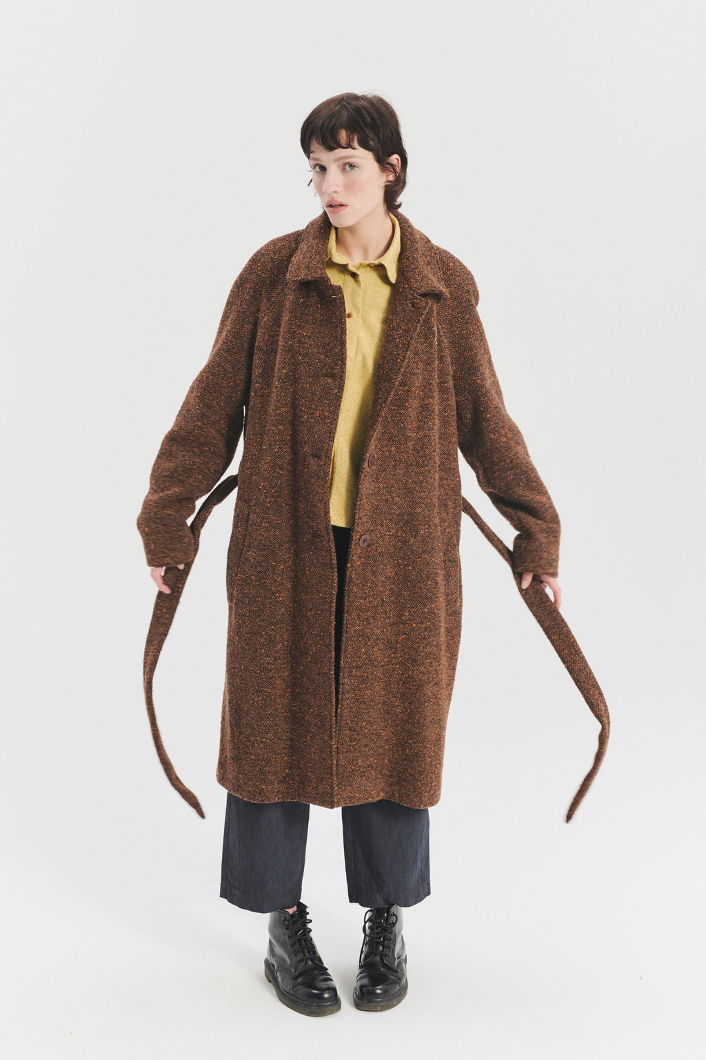 Raglan Coat in a Brown and Orange Italian Virgin Wool with MEIDA Thermo Insulation