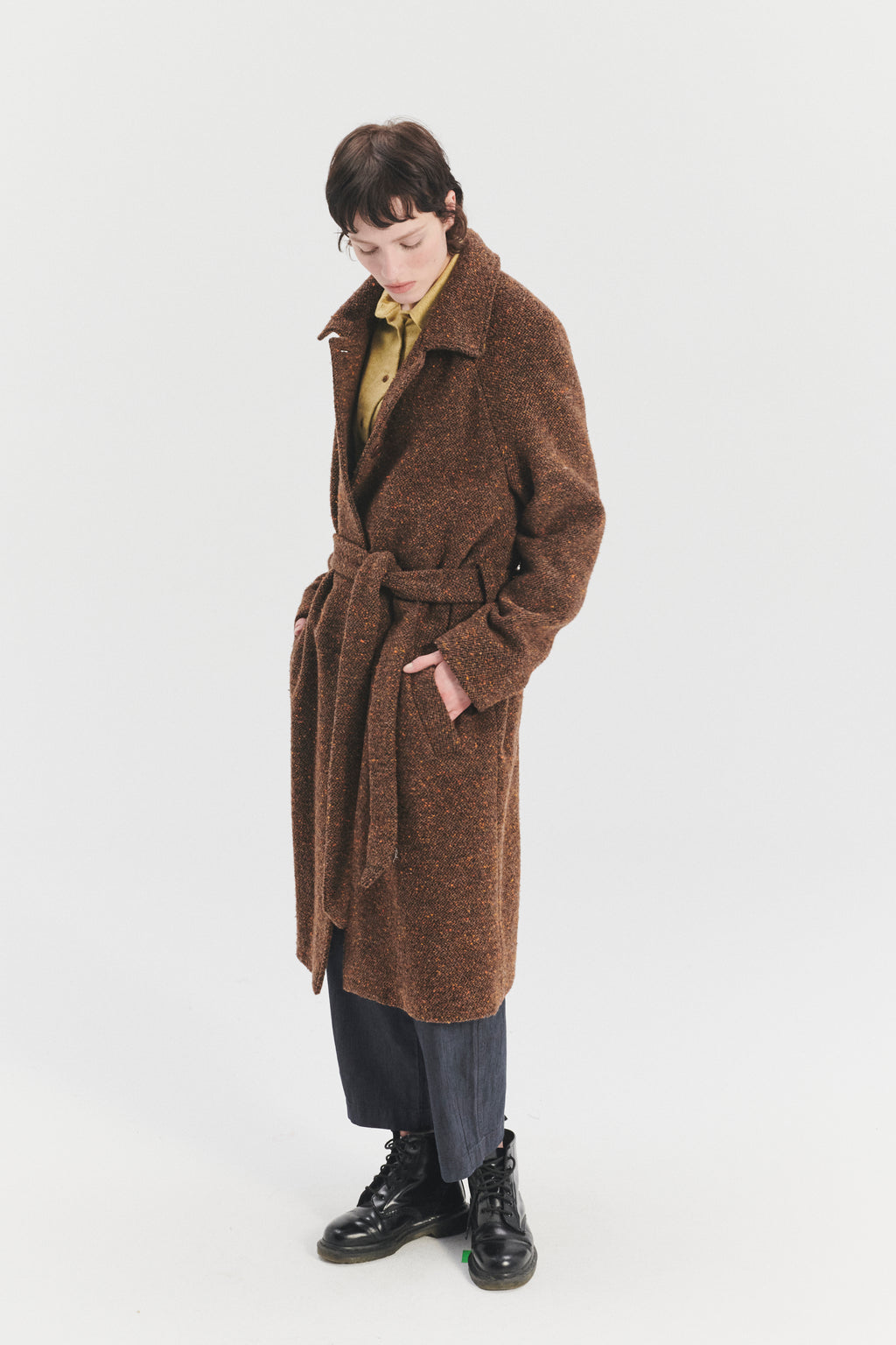 Raglan Coat in a Brown and Orange Italian Virgin Wool with MEIDA Thermo Insulation