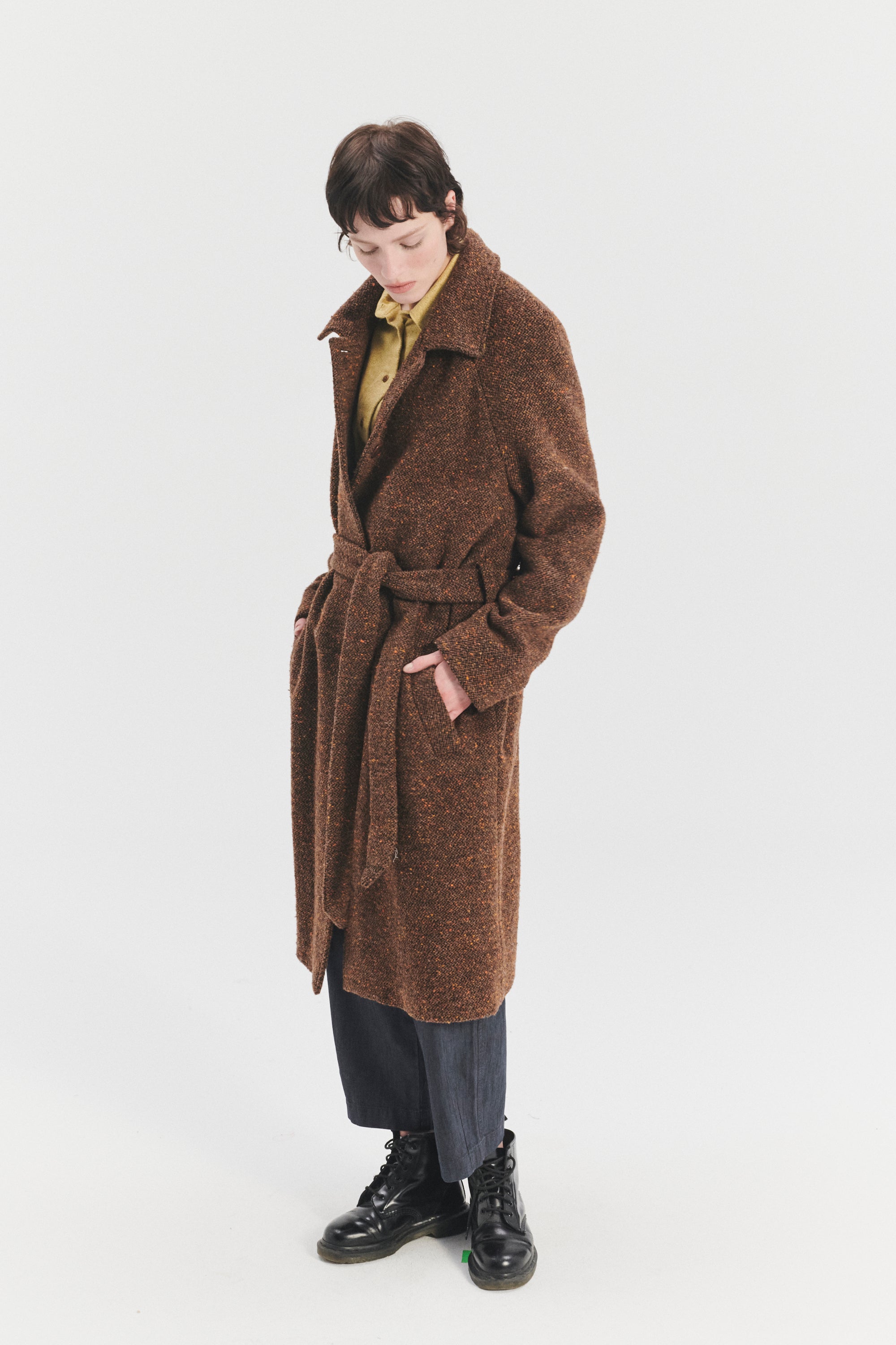 Raglan Coat in a Brown and Orange Italian Virgin Wool with MEIDA Thermo Insulation