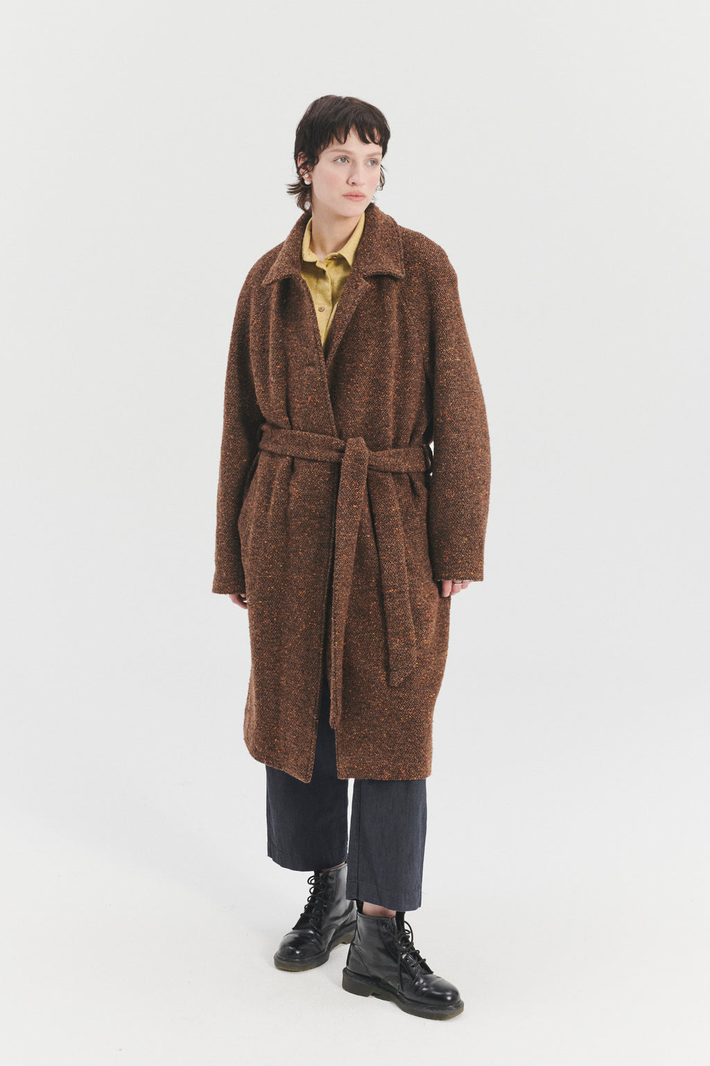 Raglan Coat in a Brown and Orange Italian Virgin Wool with MEIDA Thermo Insulation