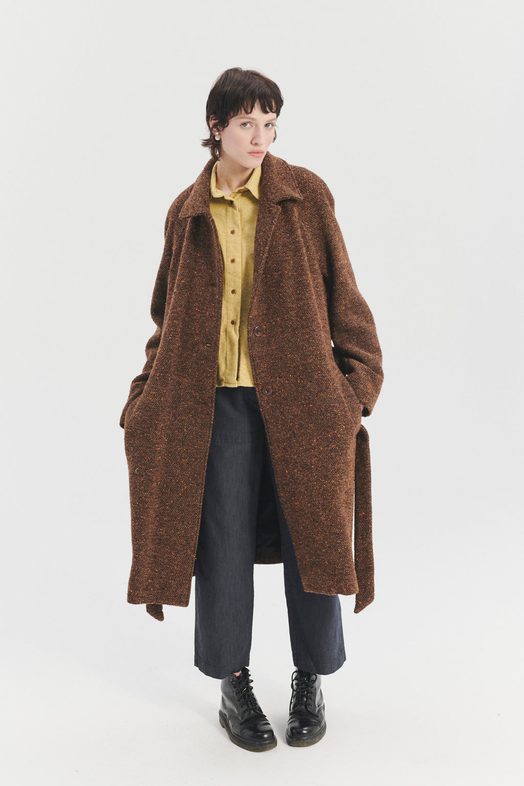 Raglan Coat in a Brown and Orange Italian Virgin Wool with MEIDA Thermo Insulation